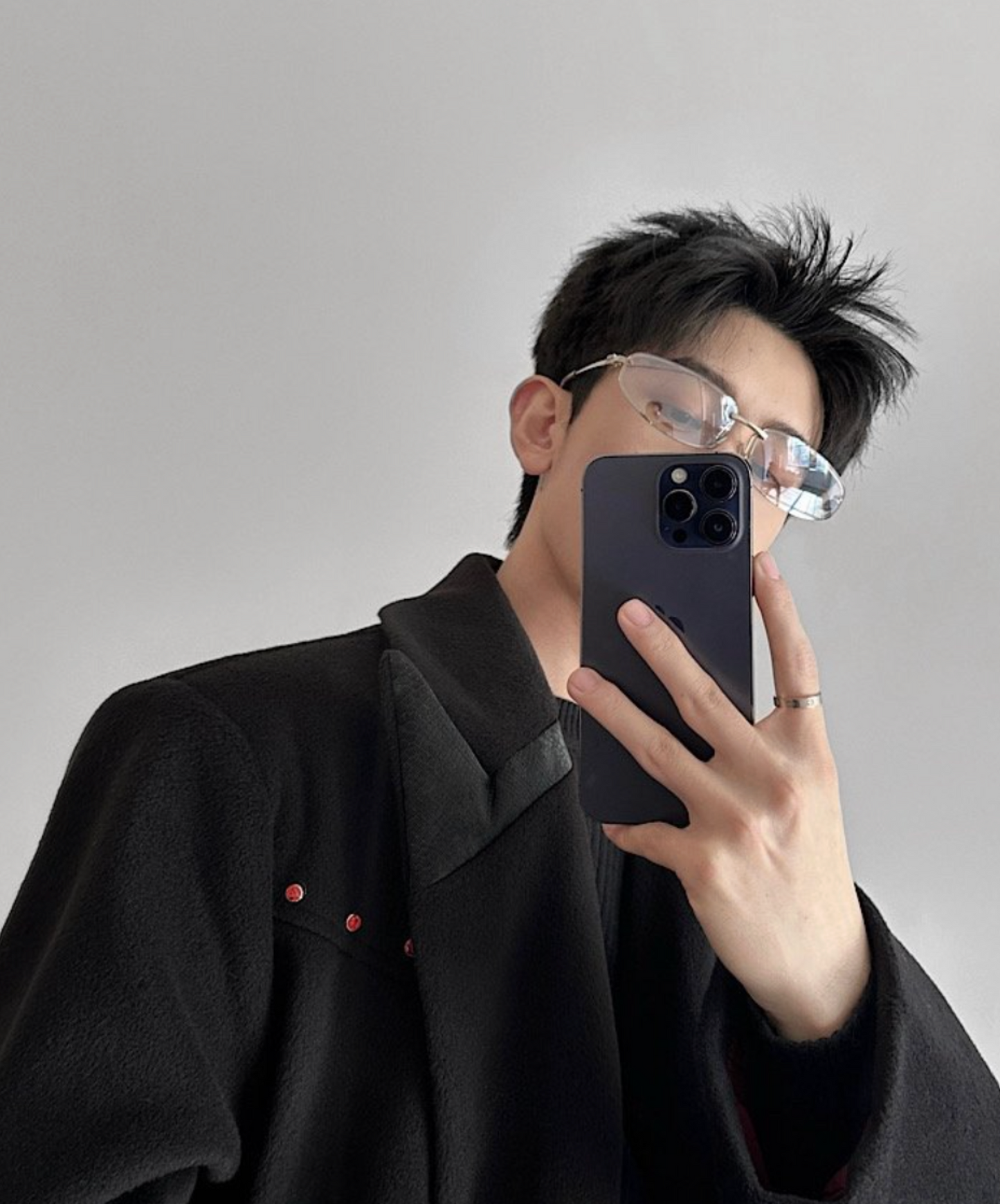 red rhinestone decorated long coat EN2602