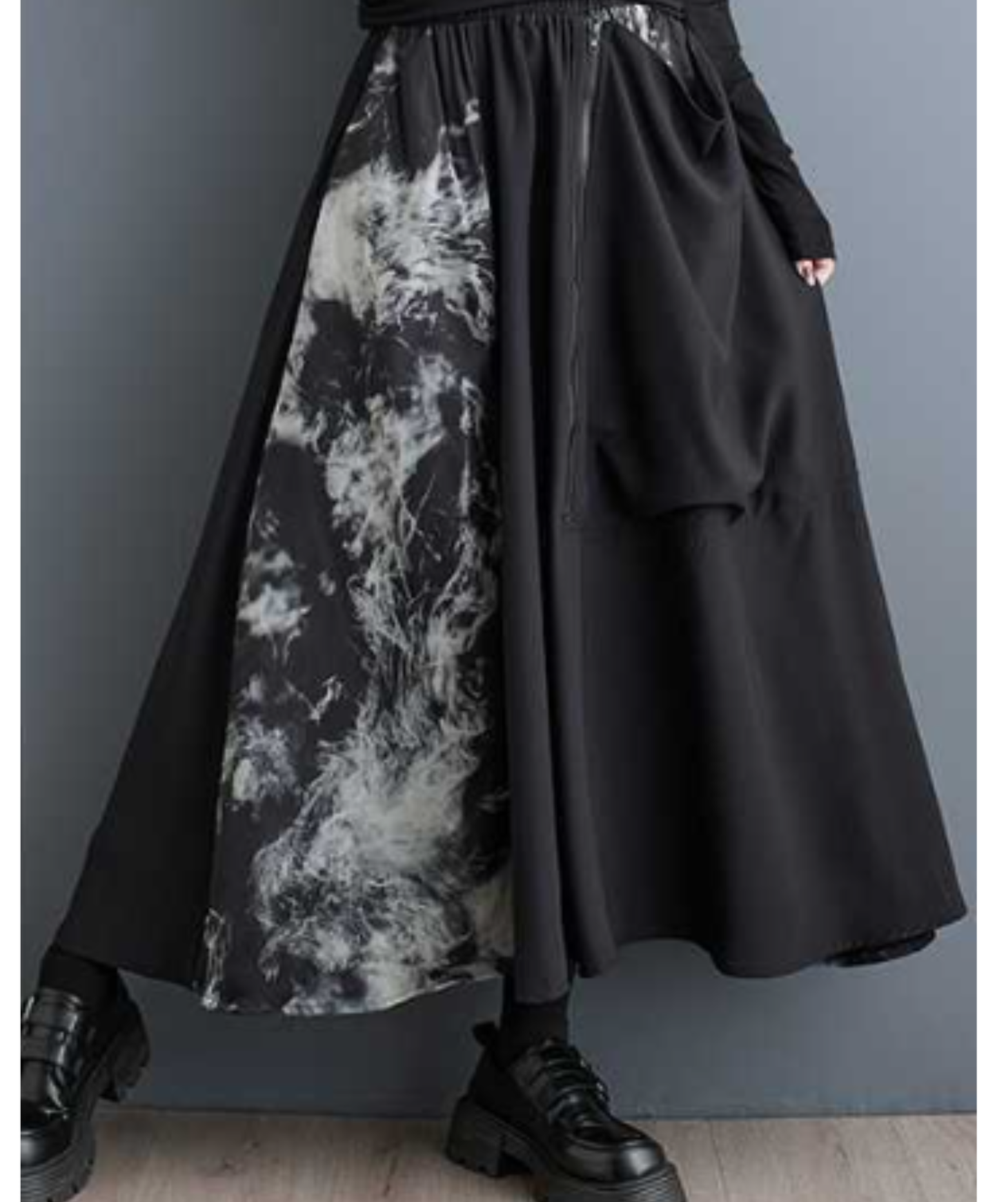 retro splicing print skirt EN2907