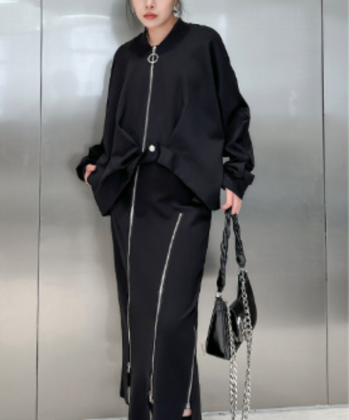 cropped length with ring zipper jacket EN3110