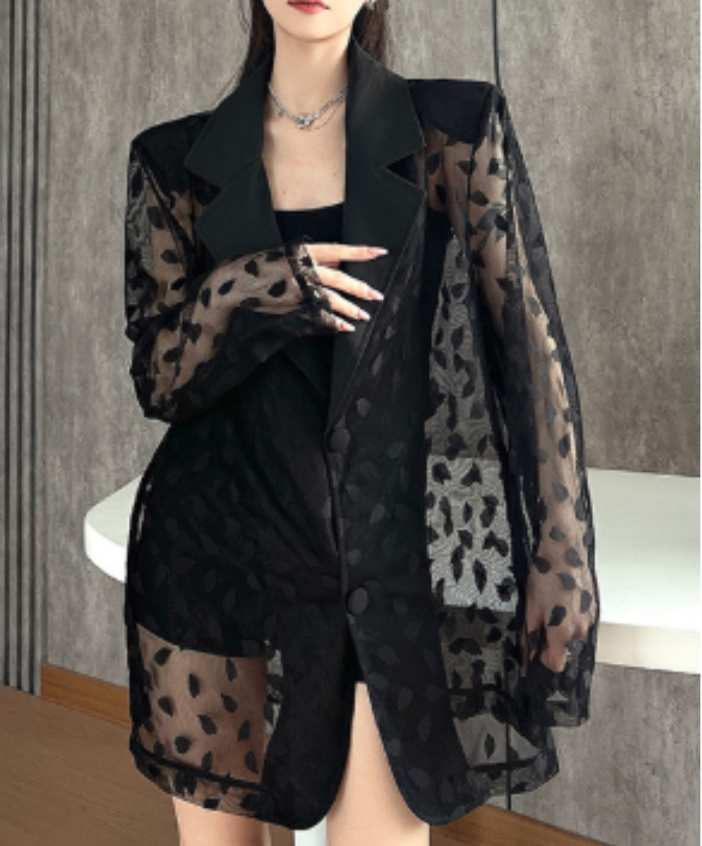 petal pattern mesh jacket EN2916