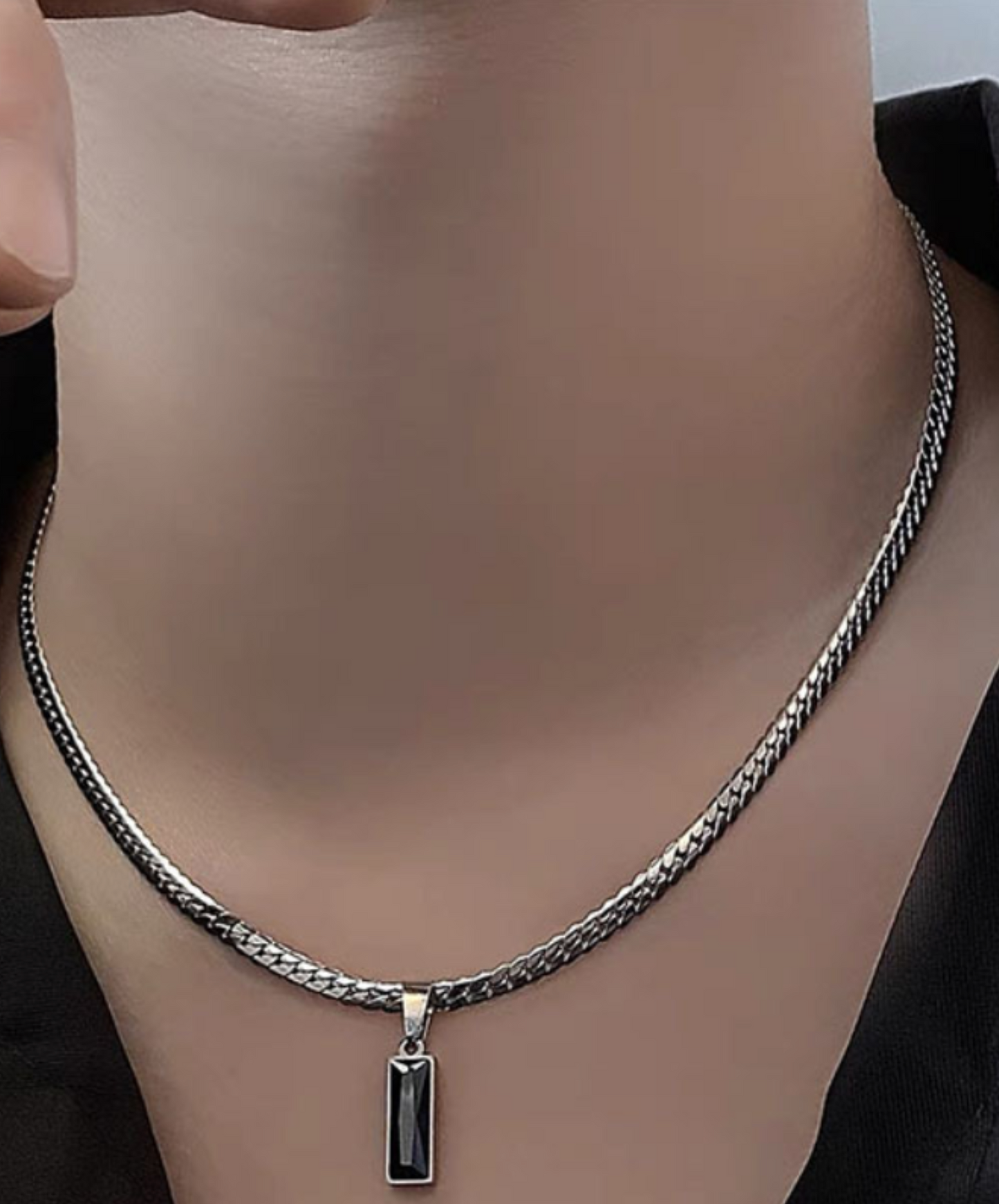 titanium black zircon necklace EN2659