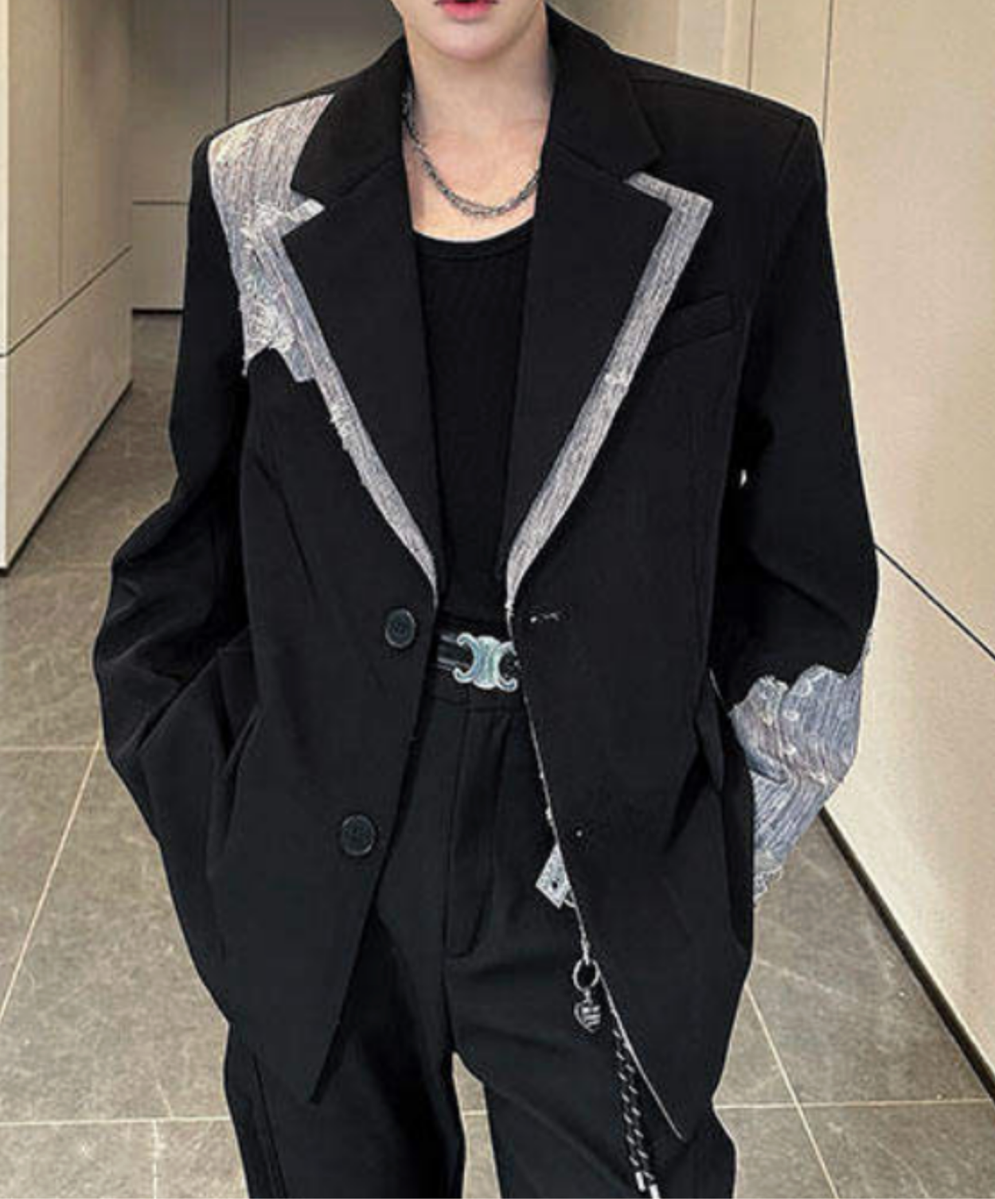 【style95】dark mode outfit set EN2869（jacket + shirt + pants set）