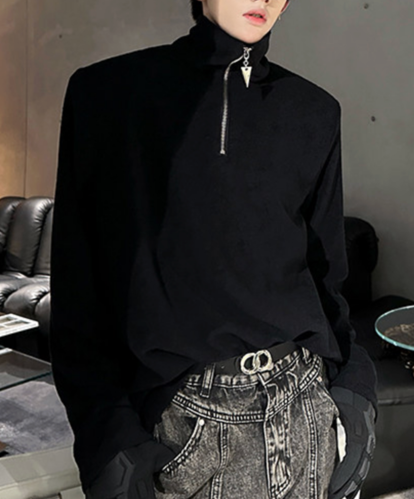 dark half-zip neck sweatshirts EN2637