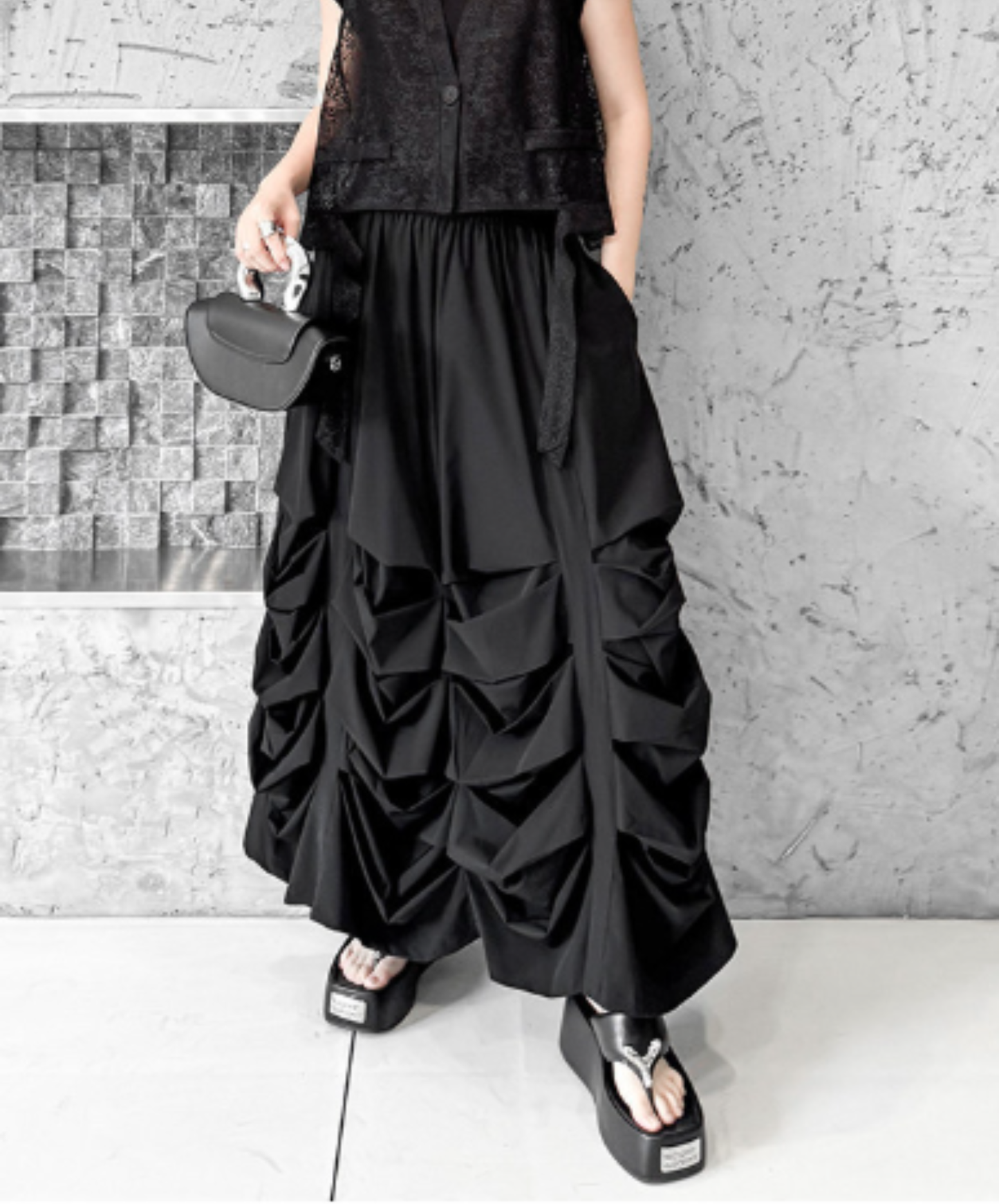 dark voluminous drape skirt EN3019