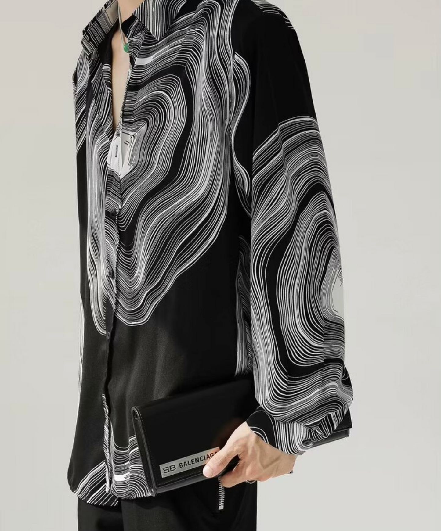 dark tree ring motif shirt EN2407