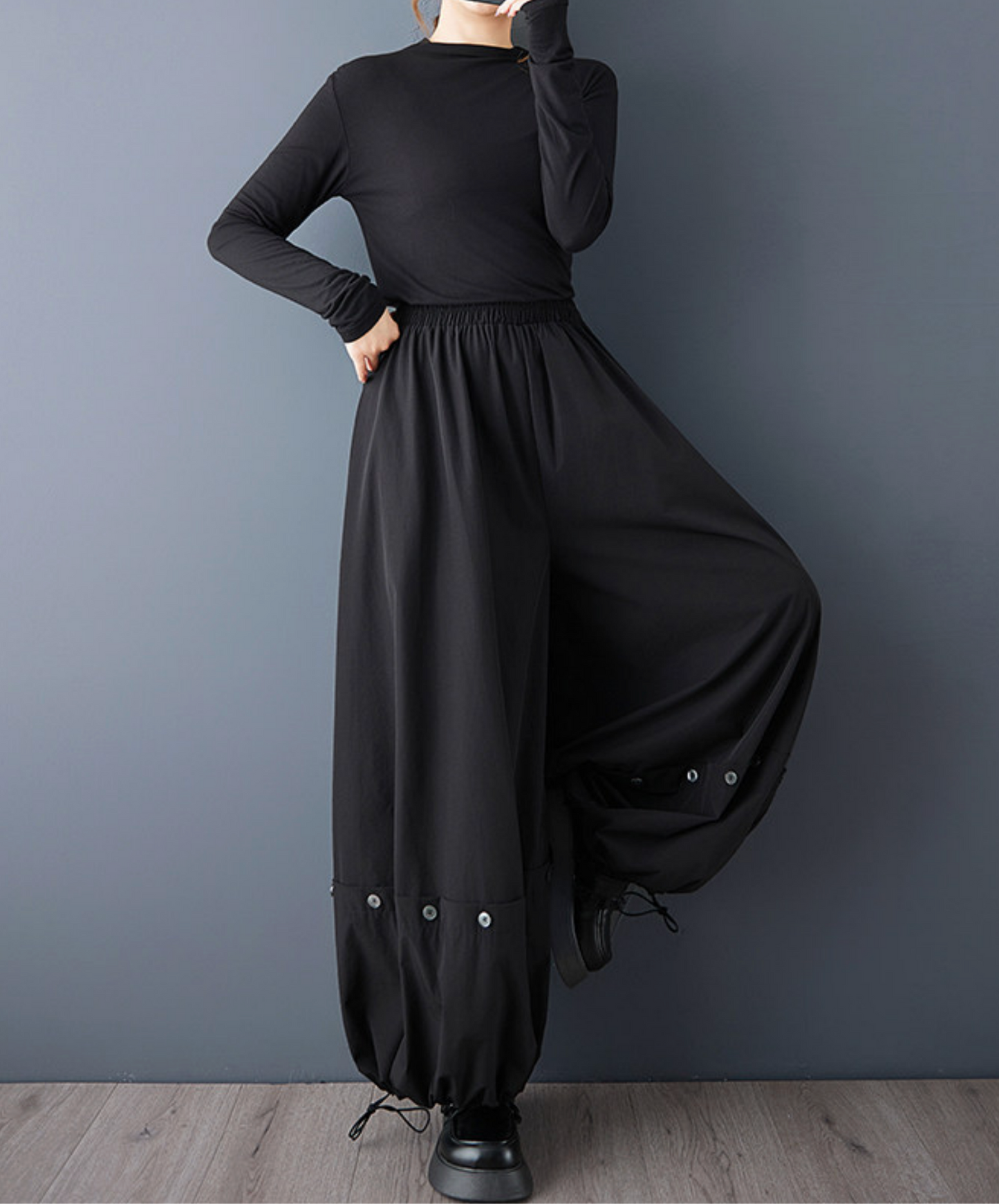 button-down tulip style wide pants EN2707
