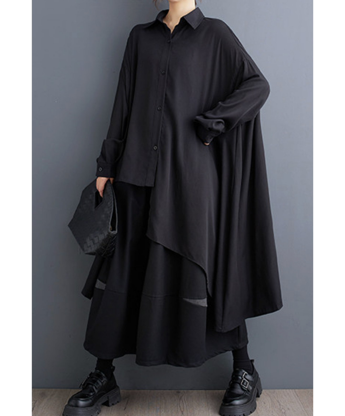 dark asymmetrical loose long shirt EN2702