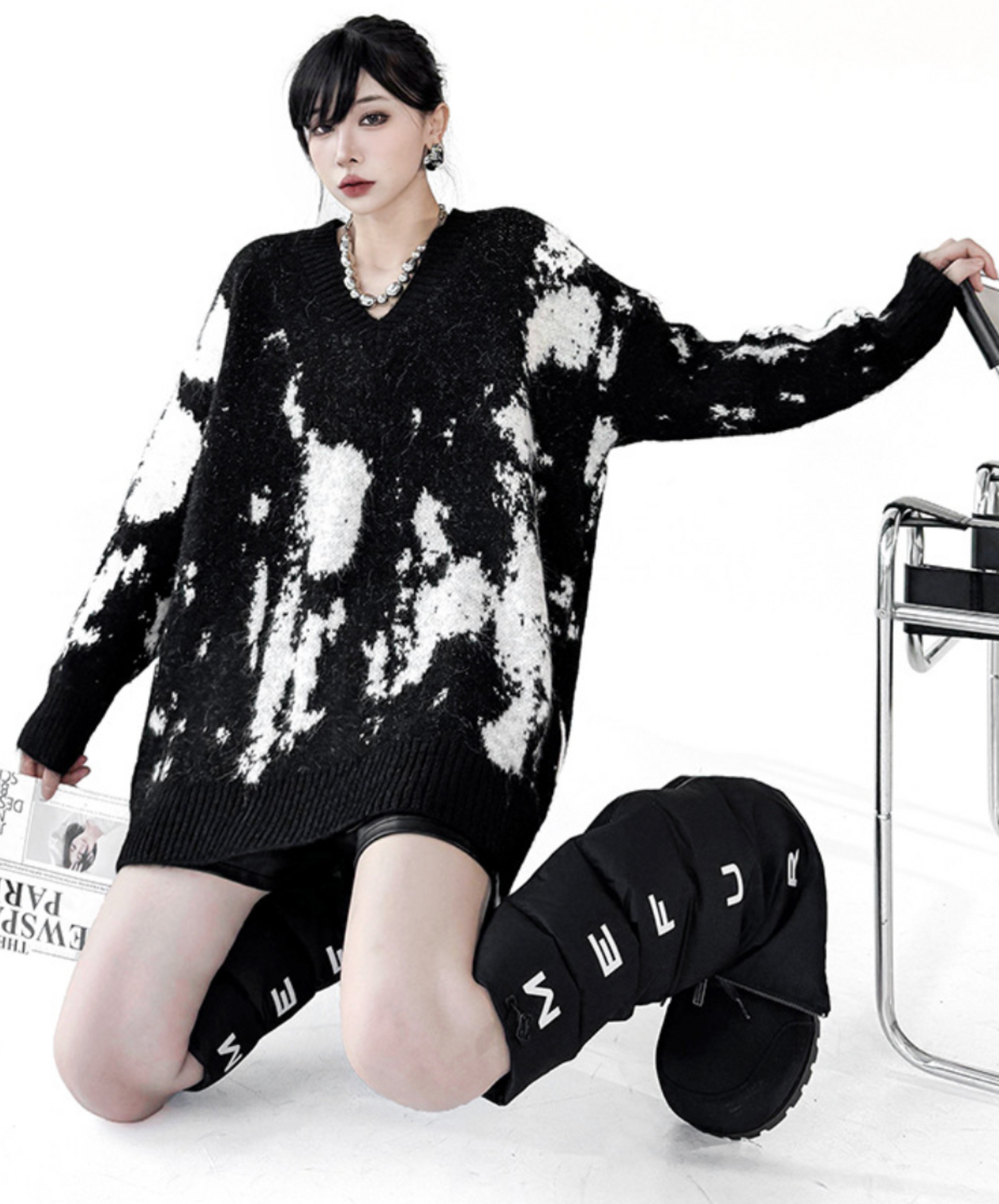 colorblock v-neck sweater EN2576