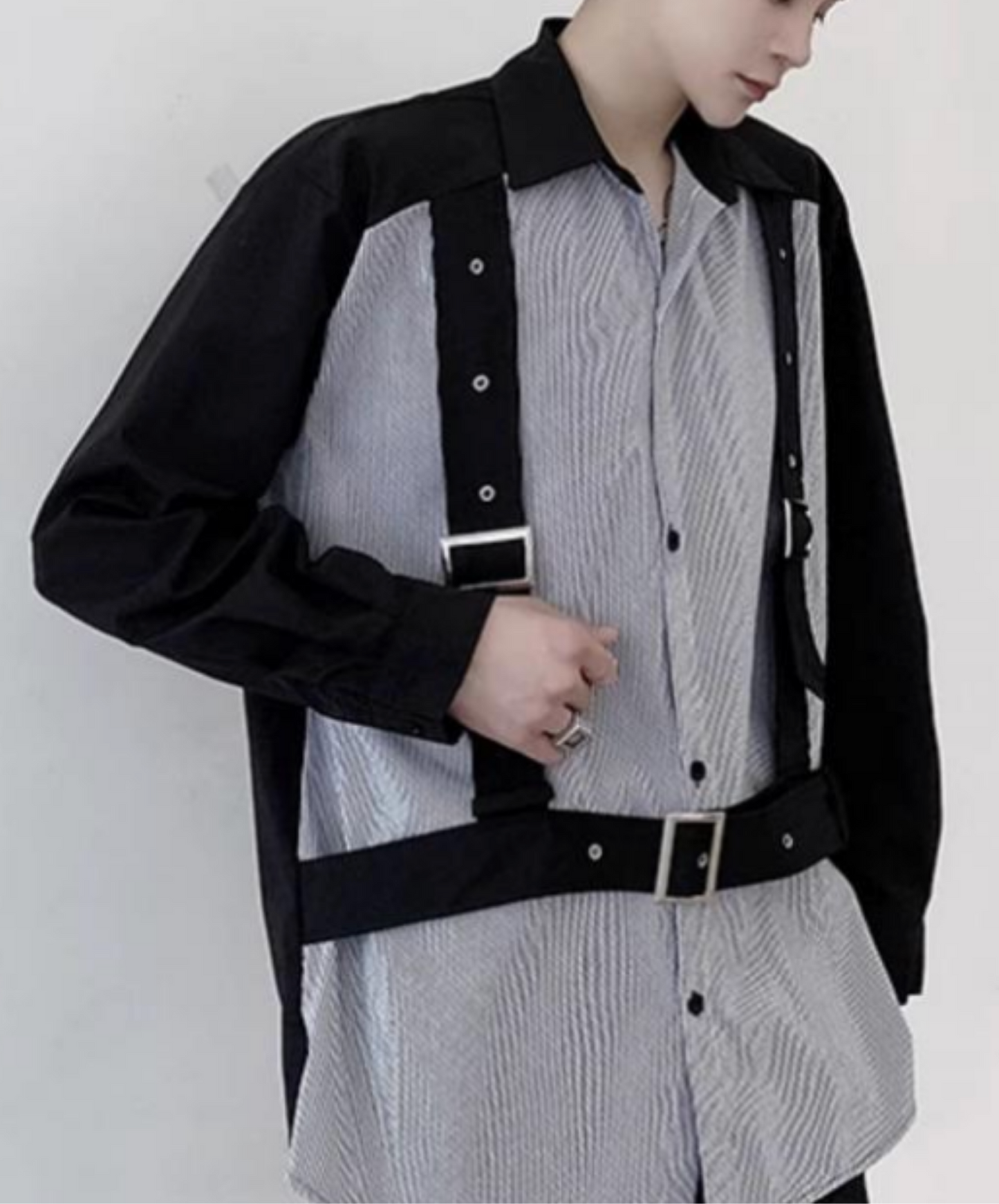 extra-thick belt with decorative stripes shirt EN2843