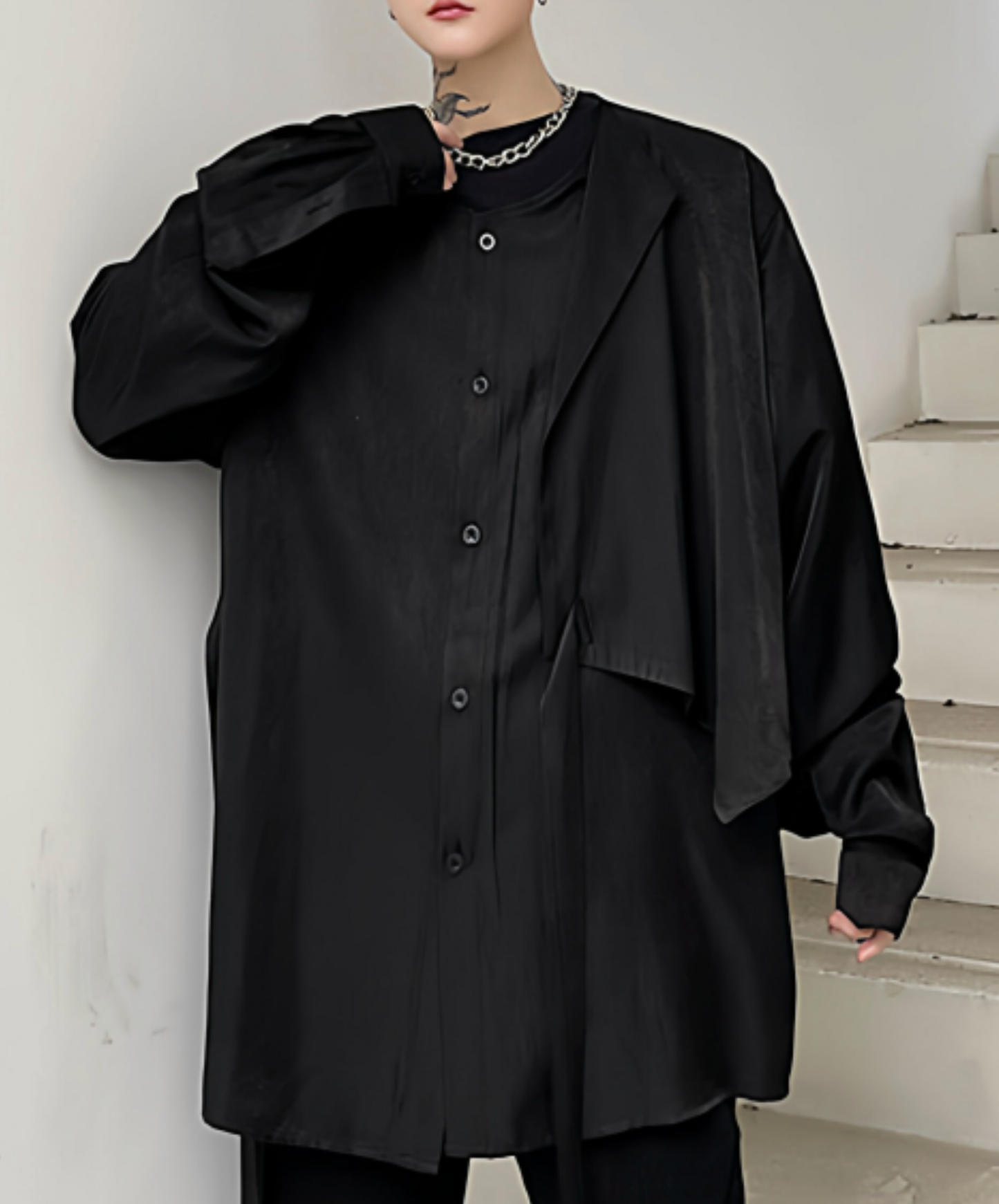 dark asymmetrical front shirt EN2763