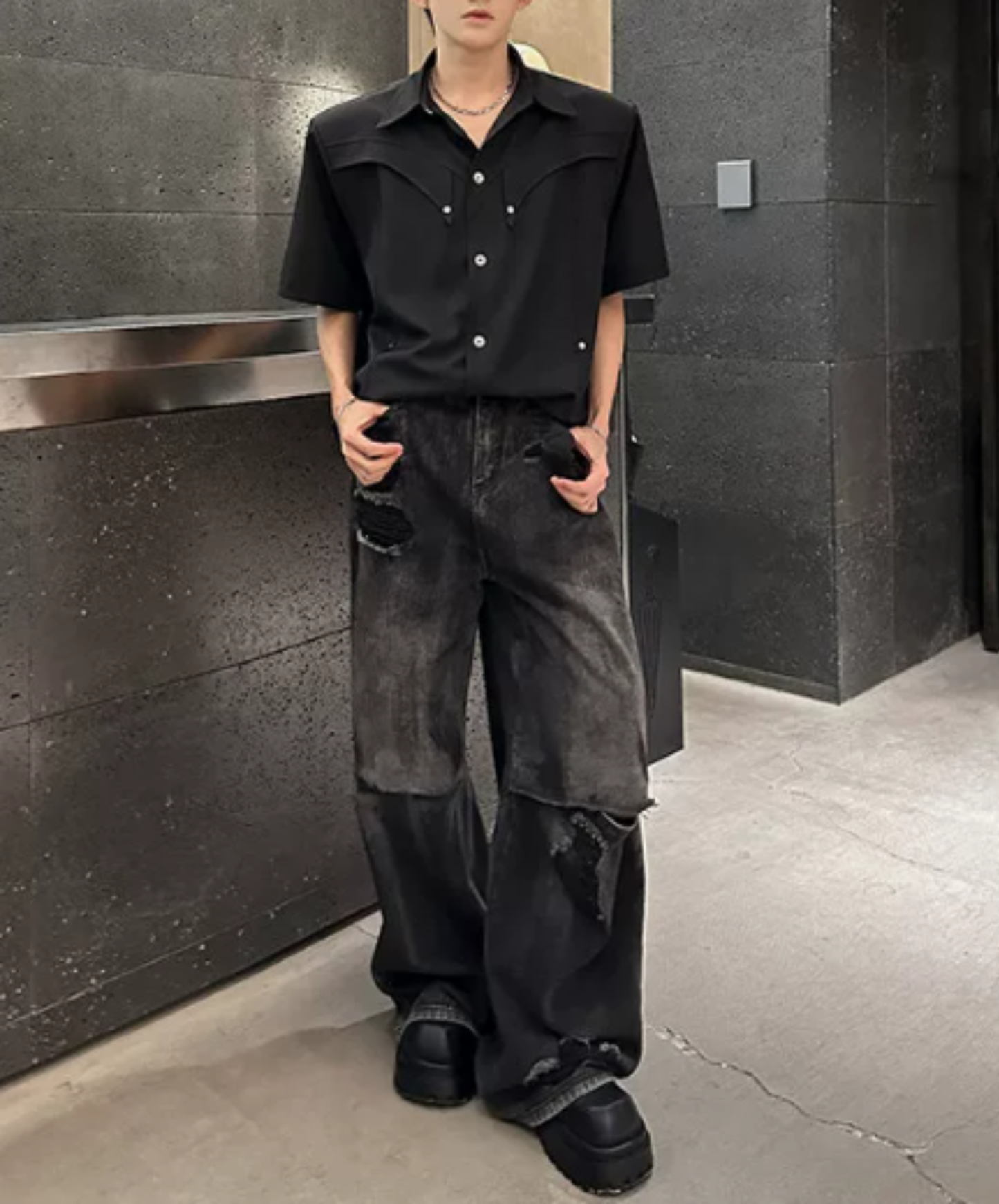 metal parts decoration shirt EN2888