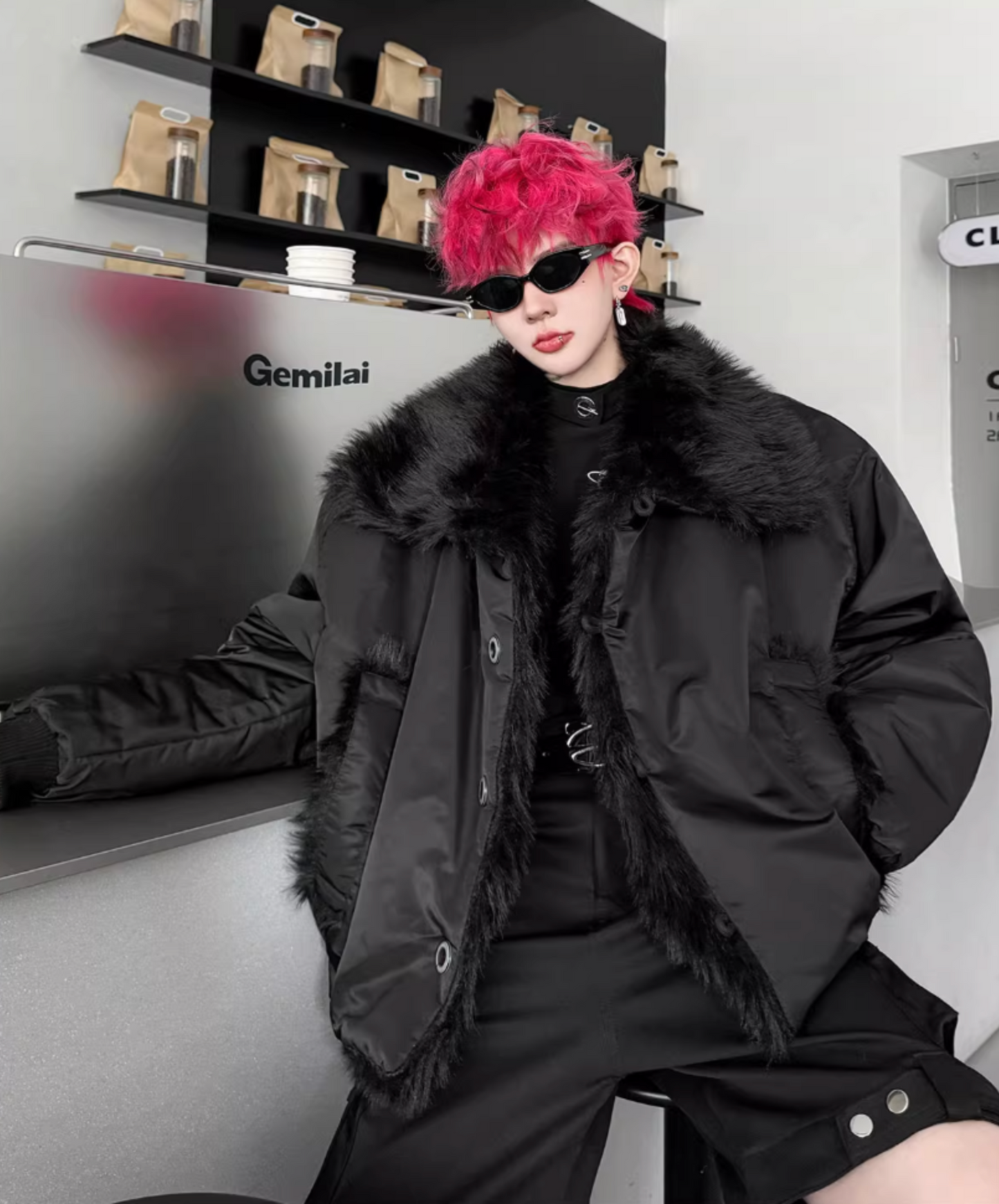 retro fur patchwork jacket EN2564