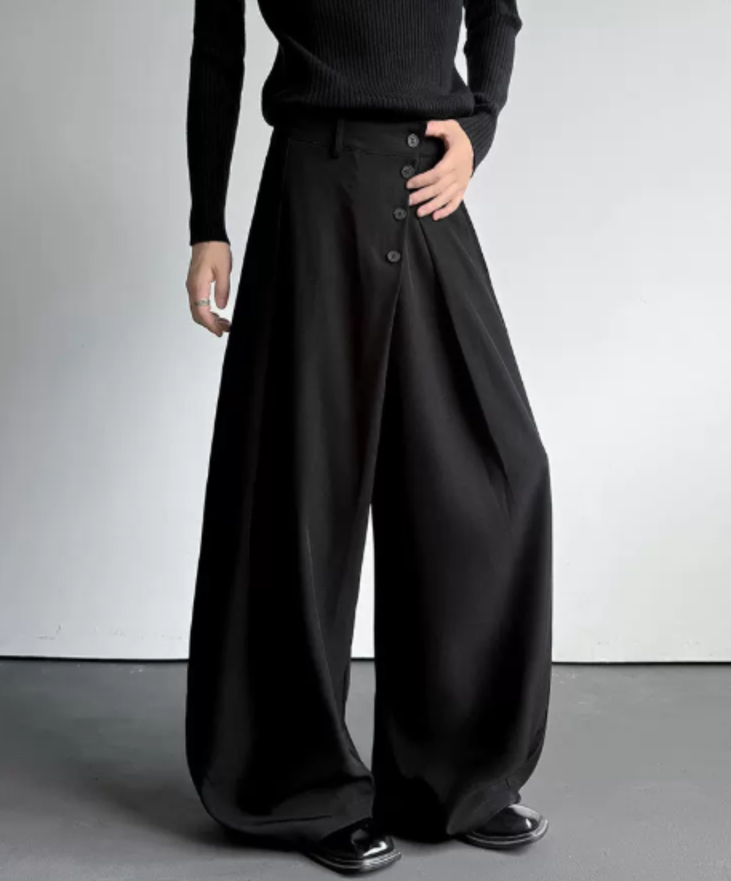 button-down design wide pants EN3065
