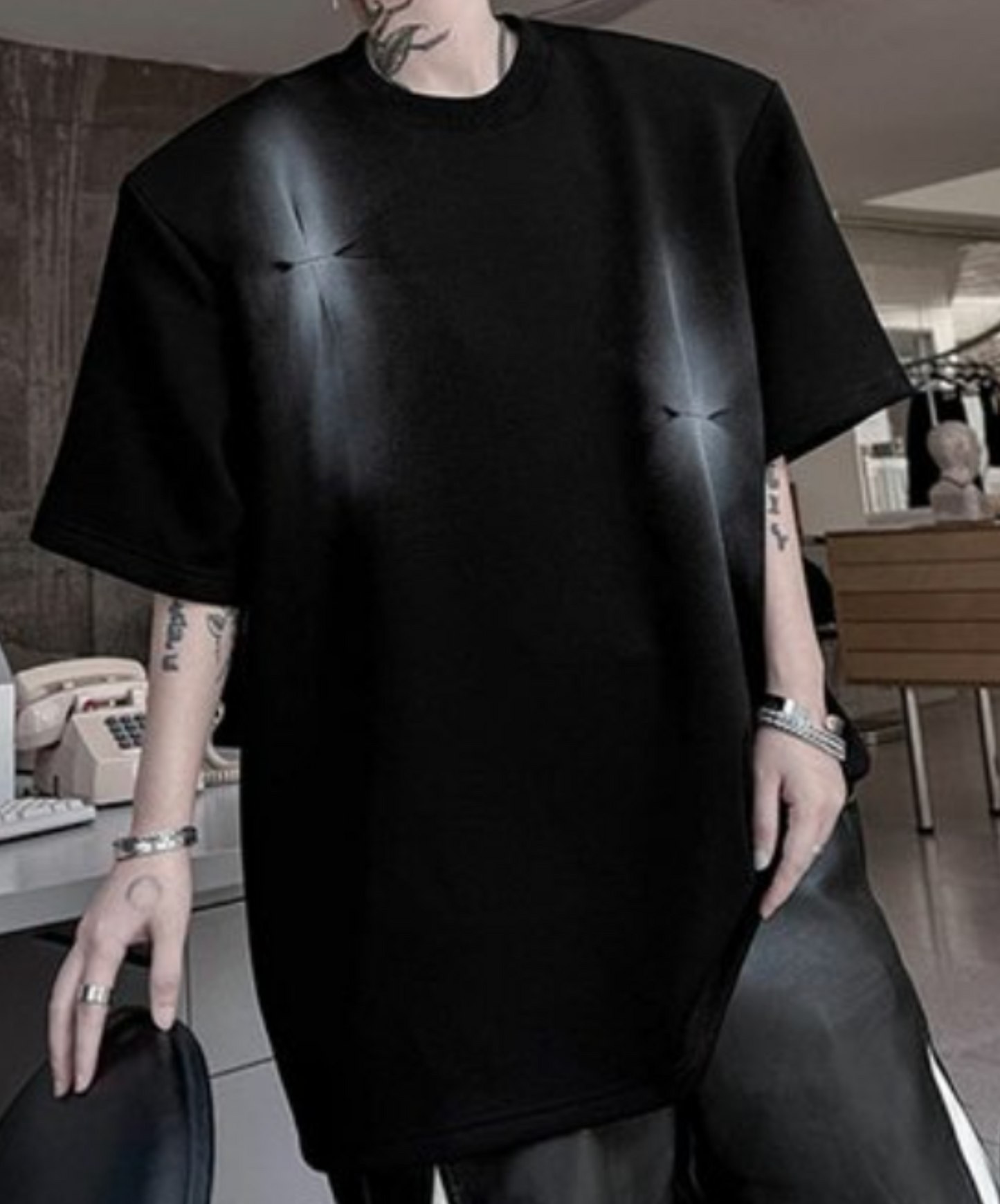 dark space-themed spray pattern t-shirt EN2097