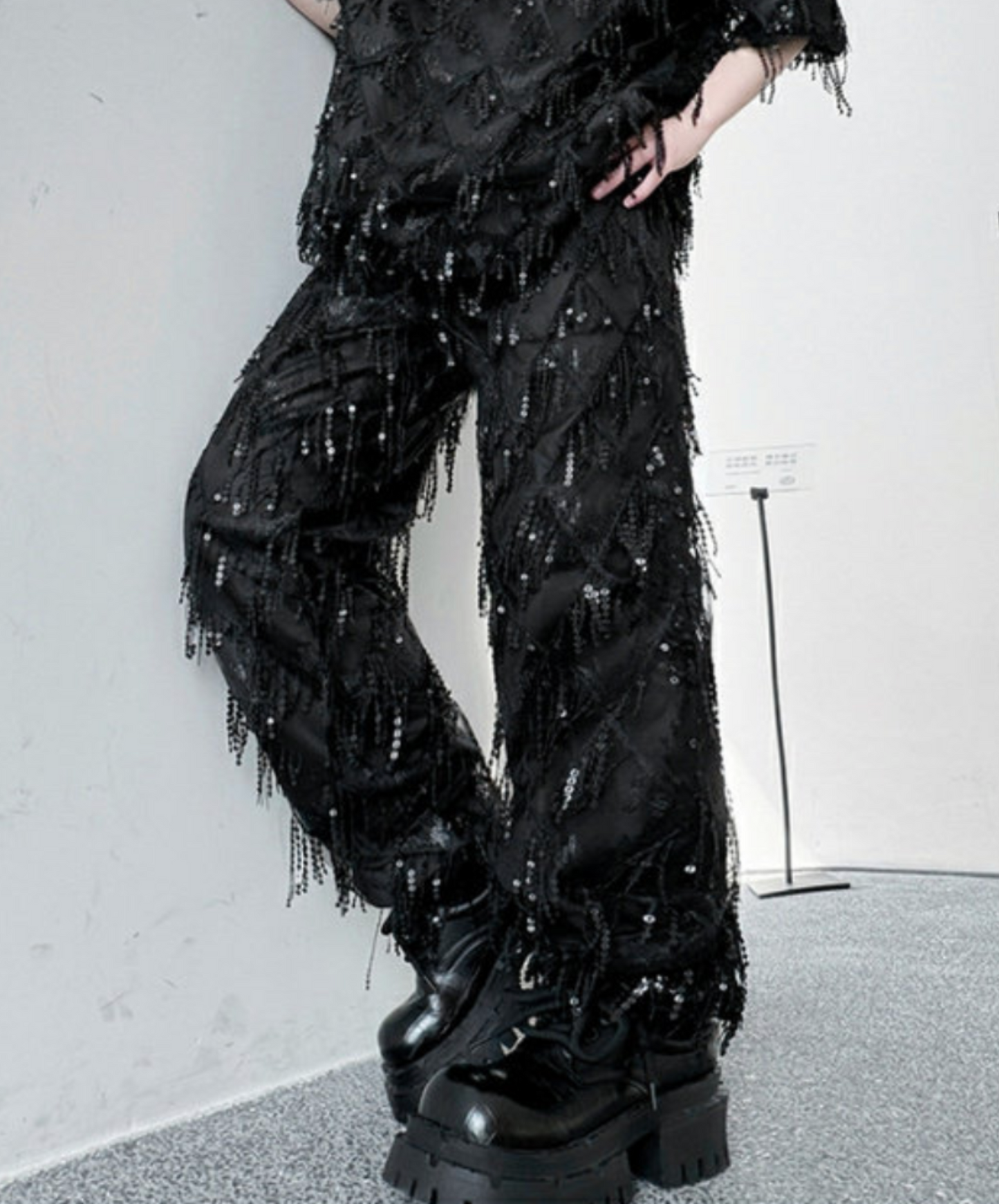 sequin tassel diamond wide pants EN2654