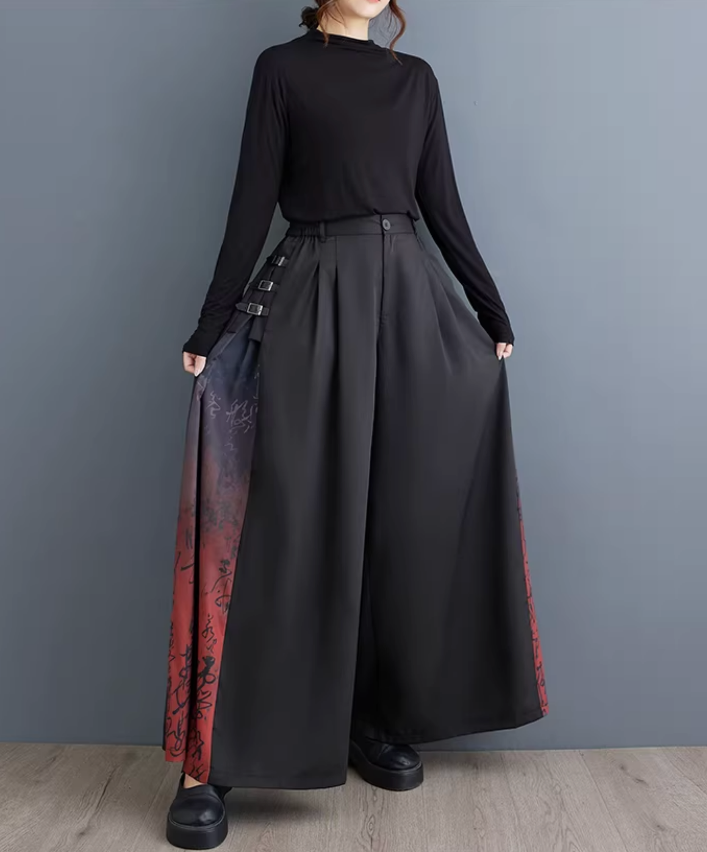 side-tucked high waist wide pants EN2795