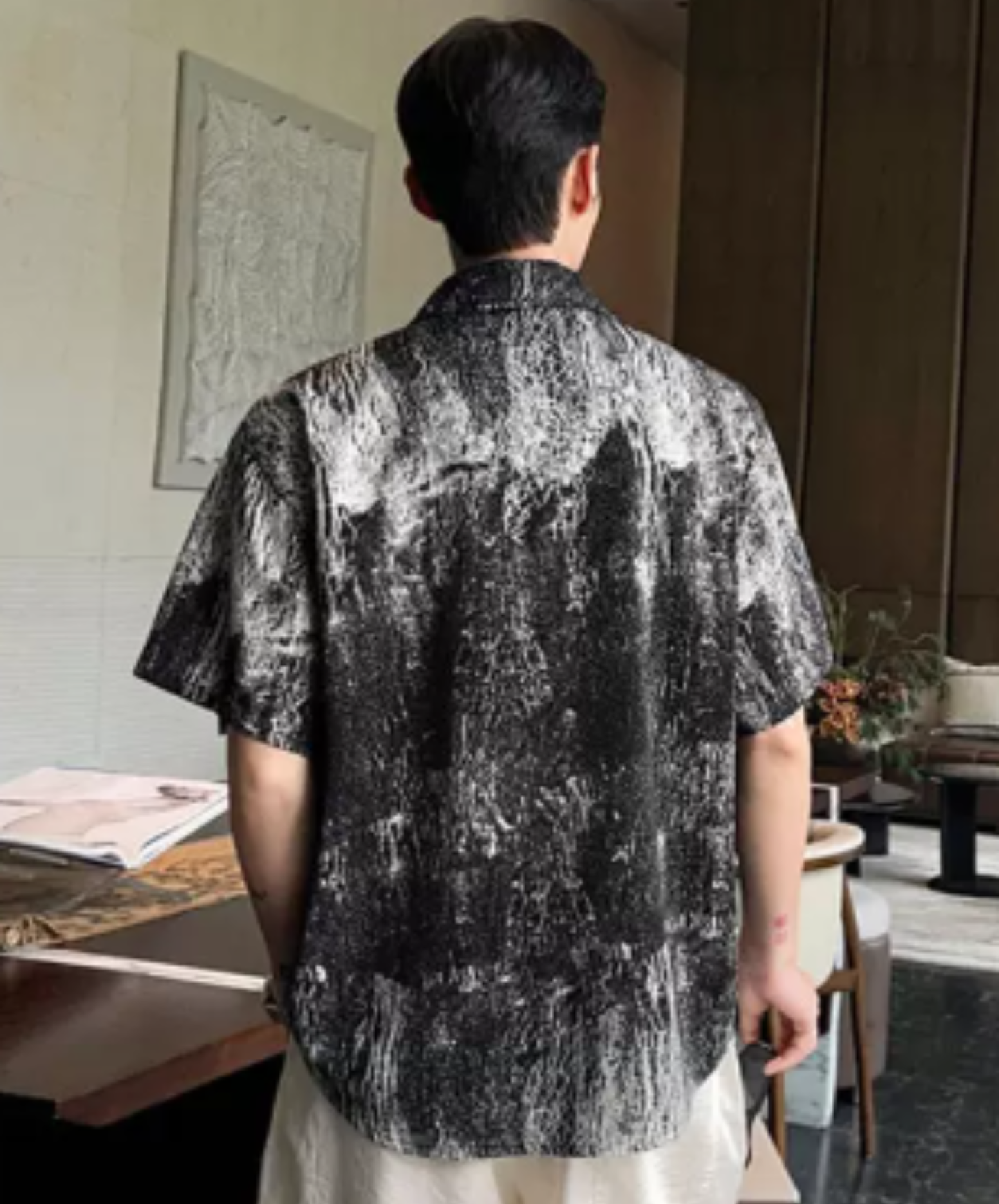 spliced-print resort style shirt EN3031