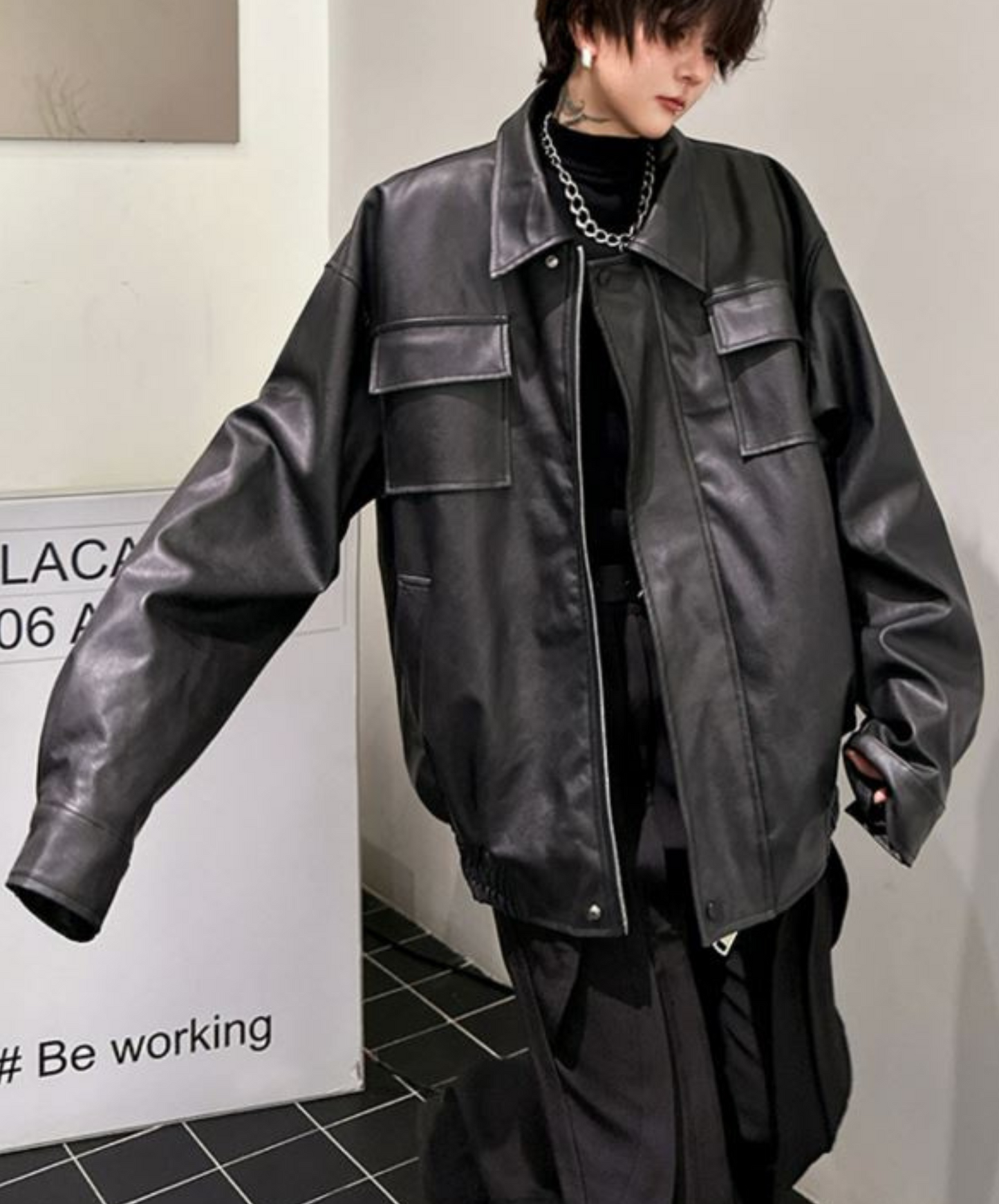 retro design work pu leather jacket EN1380