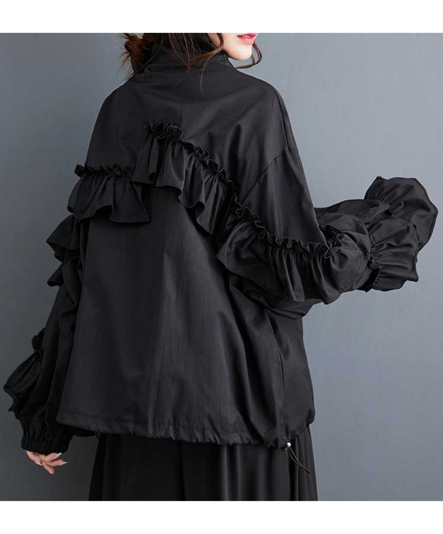 dark layered frill high neck jacket EN2353