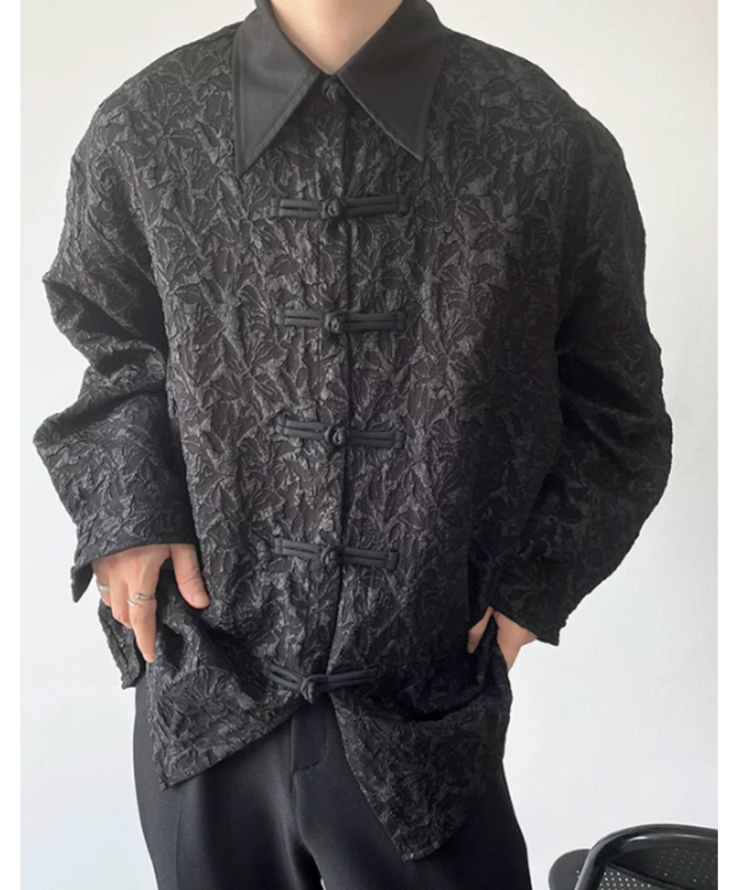 3d embroidered jacquard collar shirt EN2892