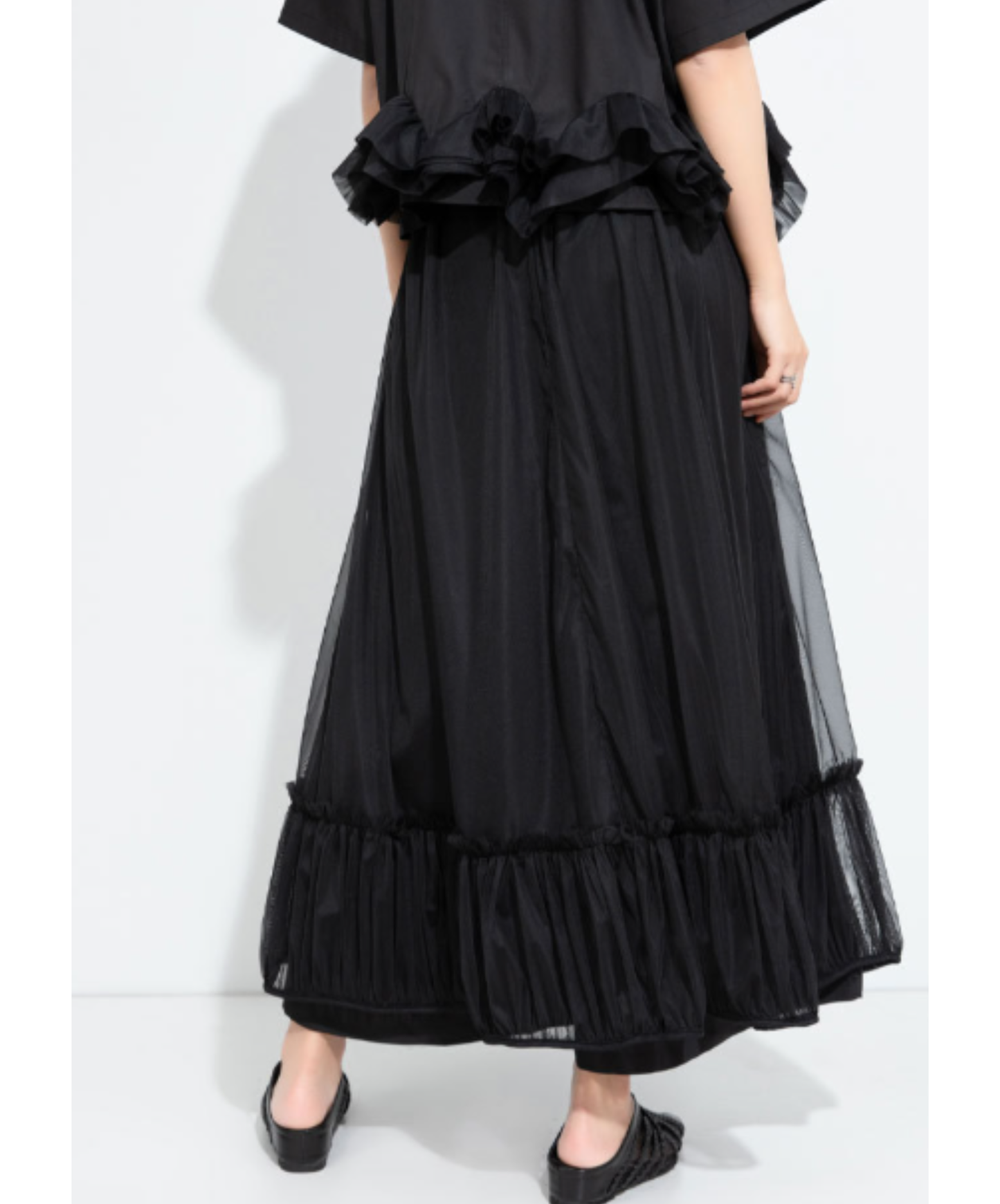 high-waisted sheer two-piece style wide pants EN3032