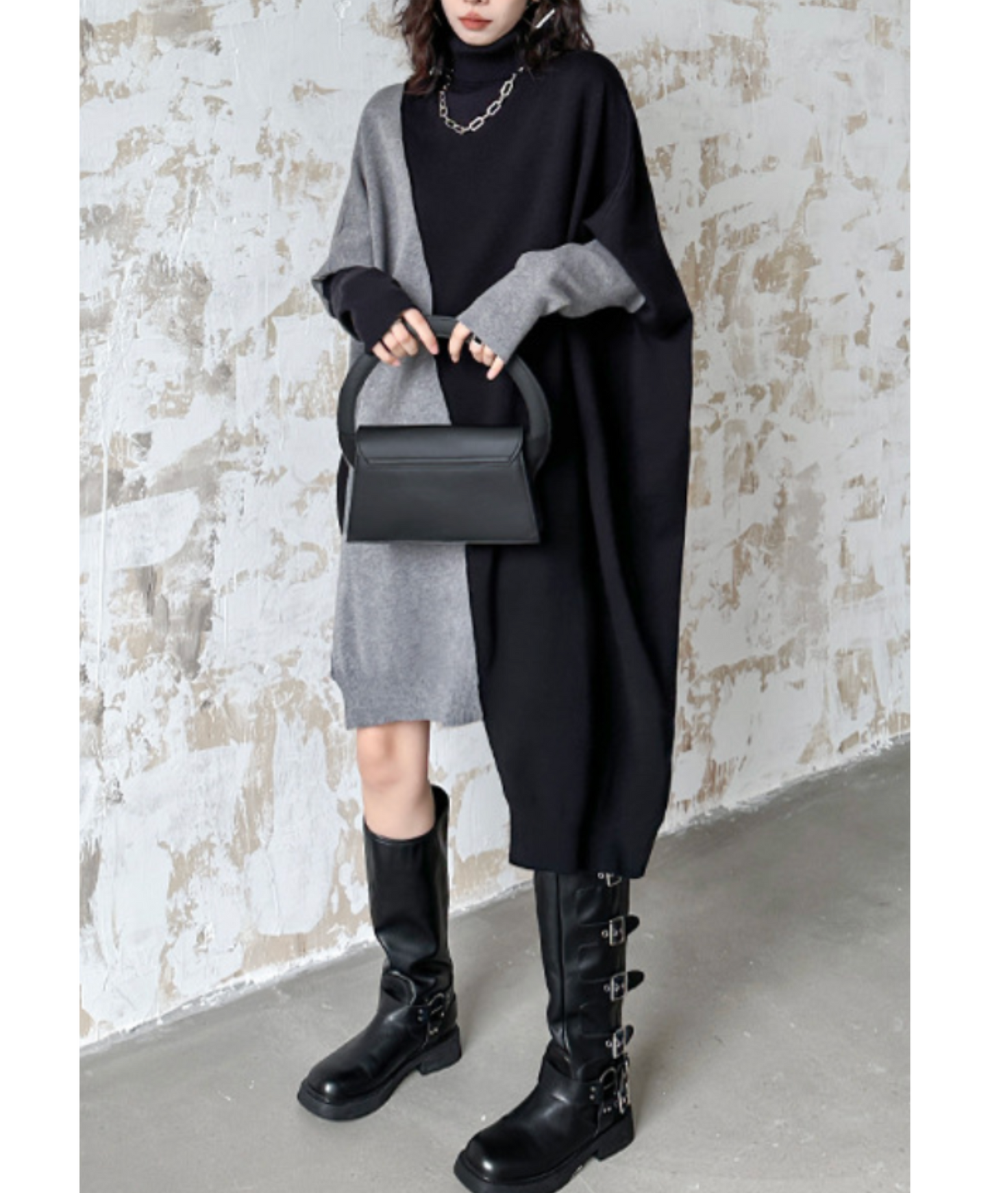 asymmetric two-tone sweatshirt EN2585