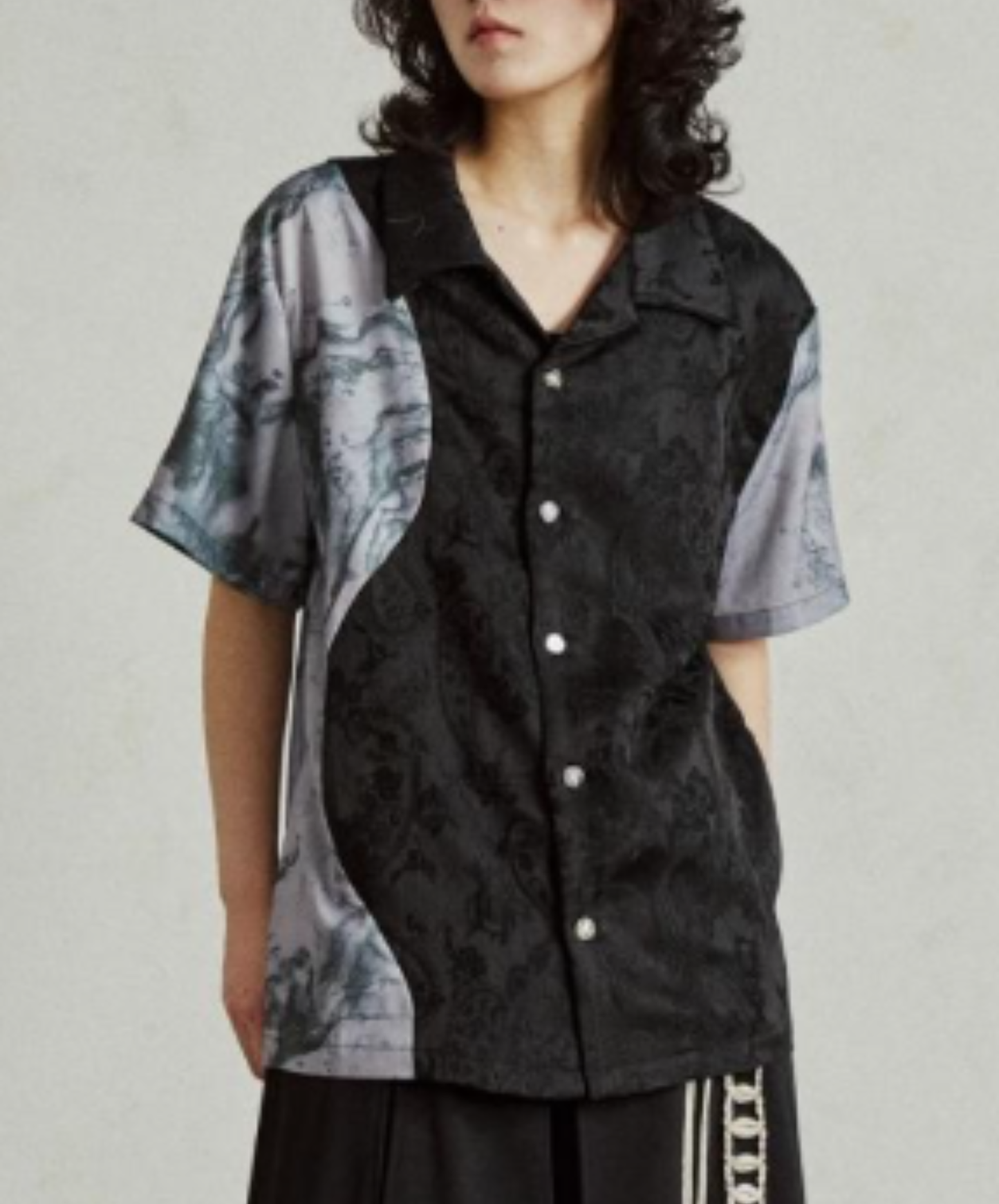 jacquard patchwork marble pattern shirt EN2924
