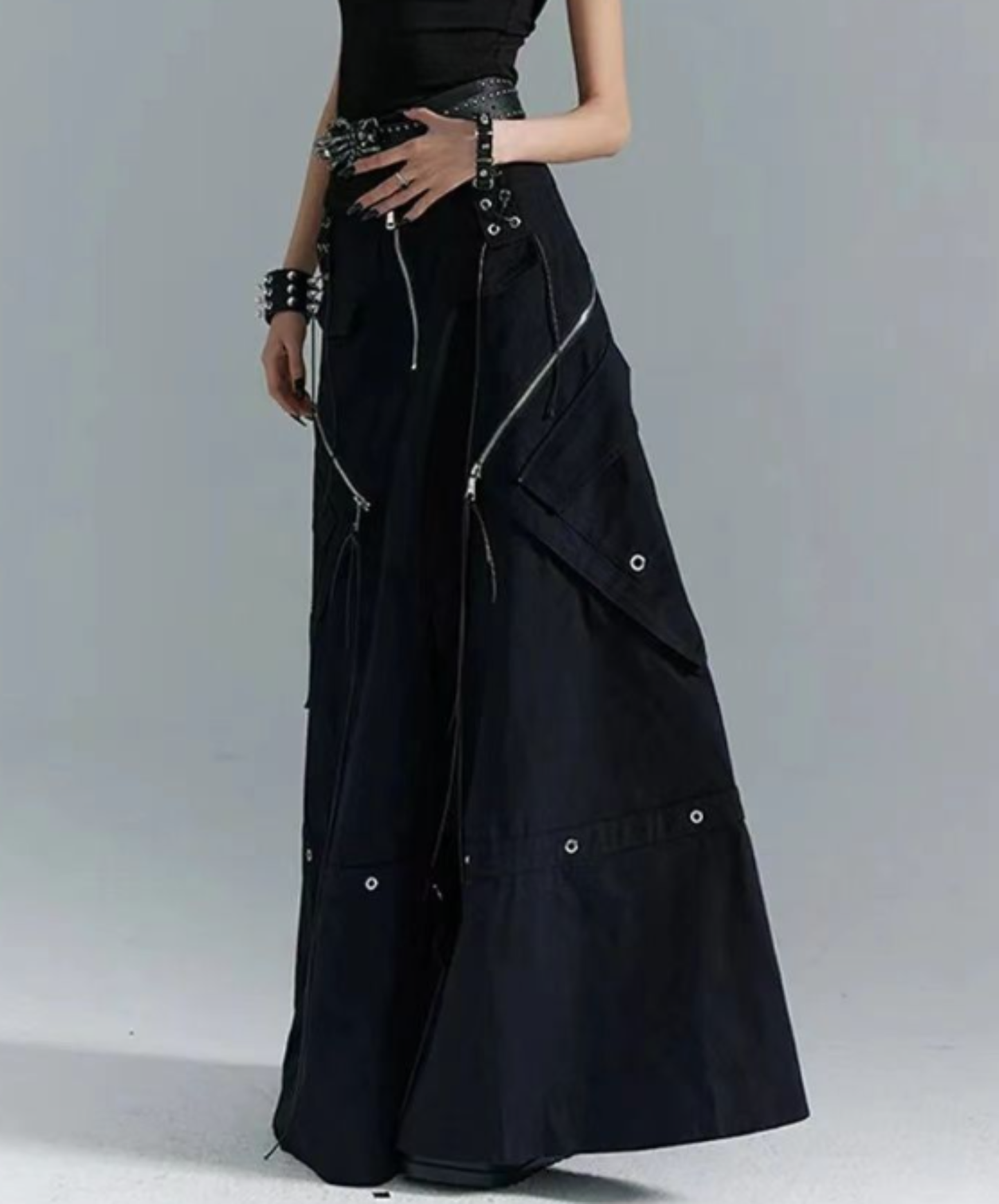 dark high waist metal decoration skirt EN2909