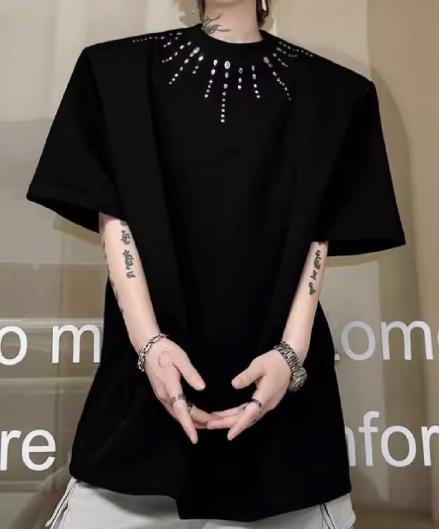 beaded meteor design t-shirt EN2826