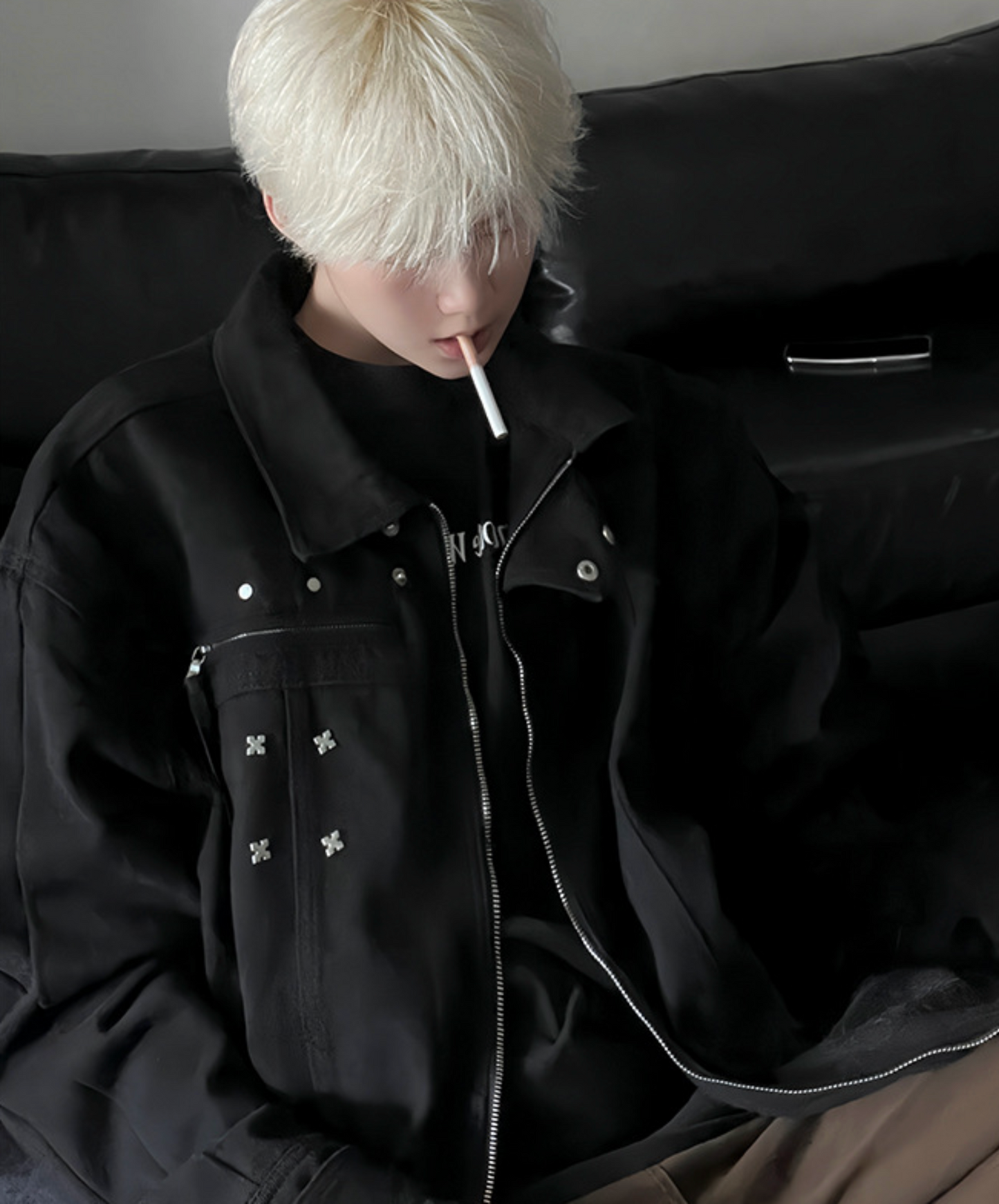 american retro black denim jacket EN2439