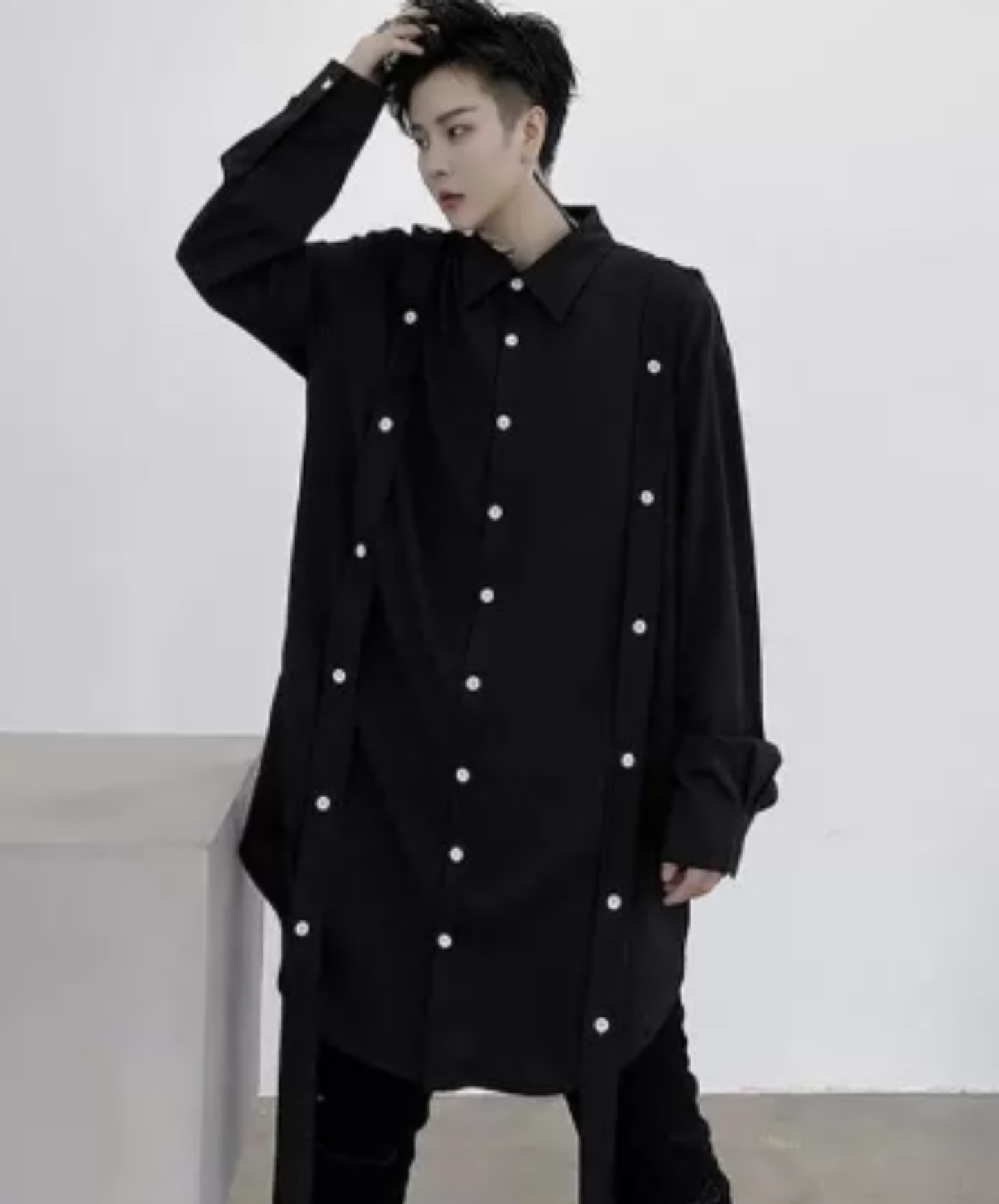 long belt with button detail long shirt EN3107