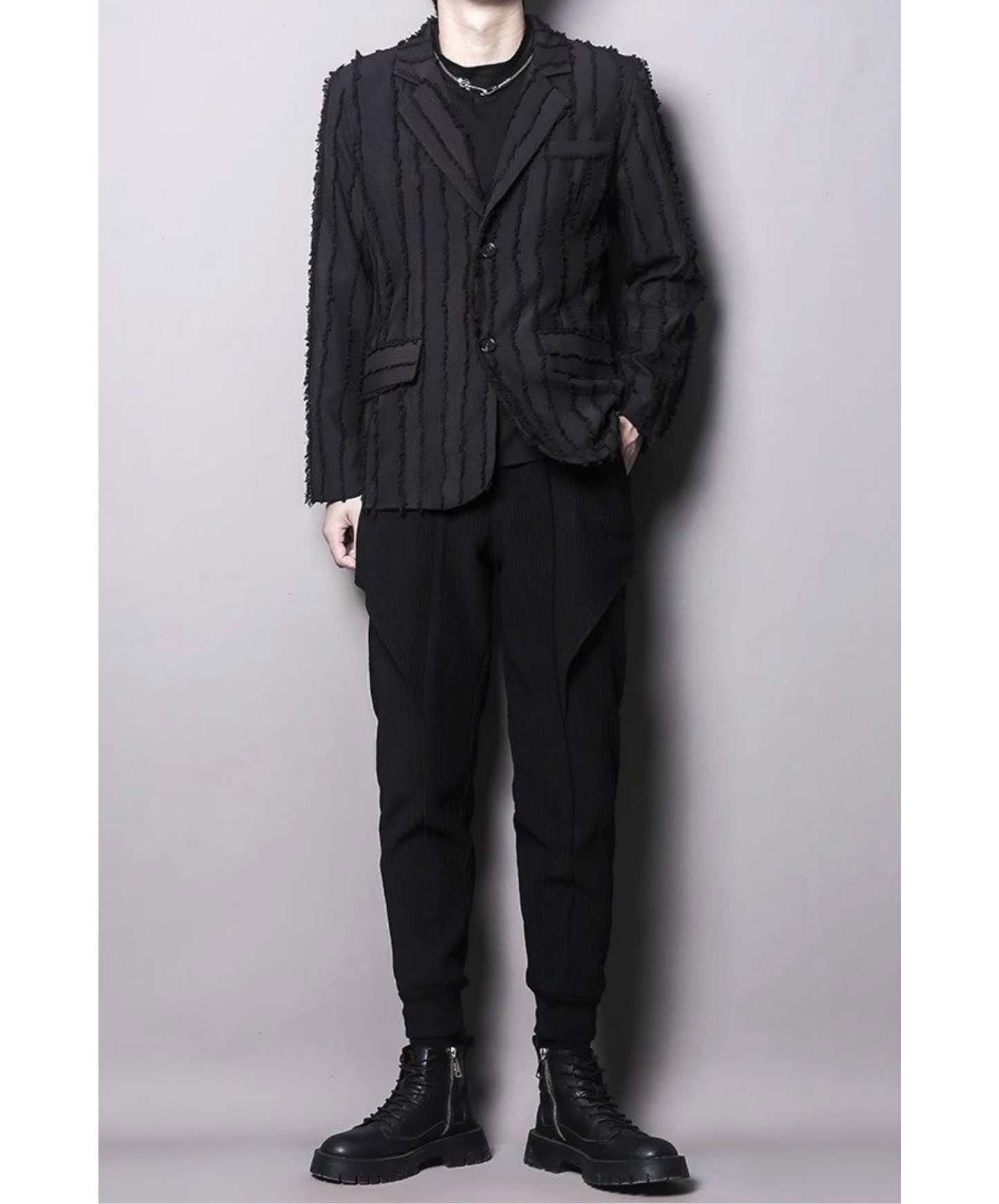 dark striped slim fit jacket EN2698