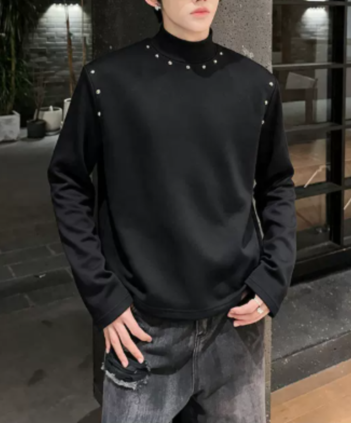 stud-embellished edge t-shirt EN3238