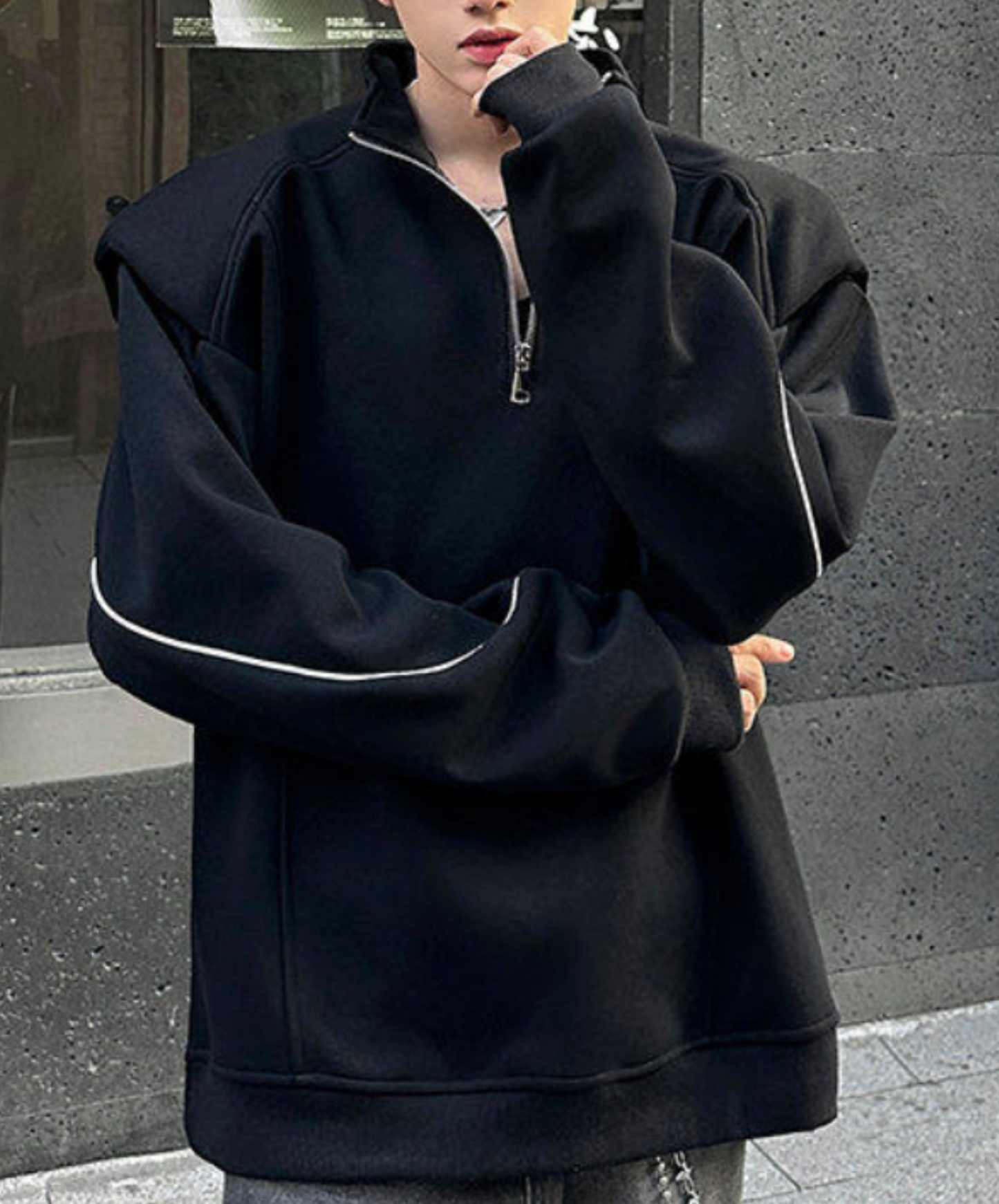 turtleneck zipper and fleece lining sweatshirt EN2683