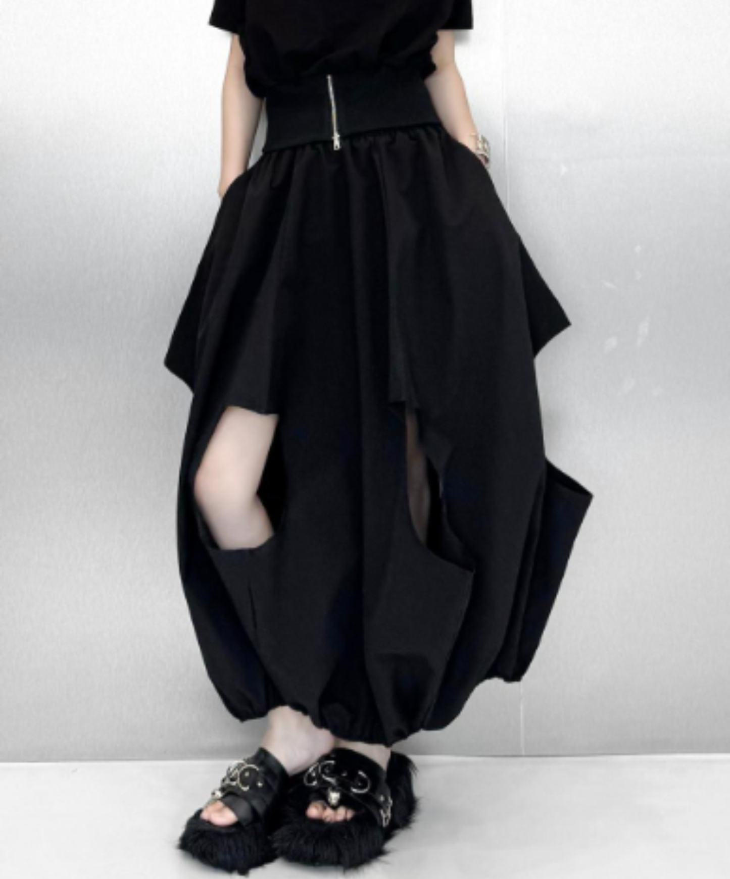 dark Irregular cutout tulip design skirt EN3078