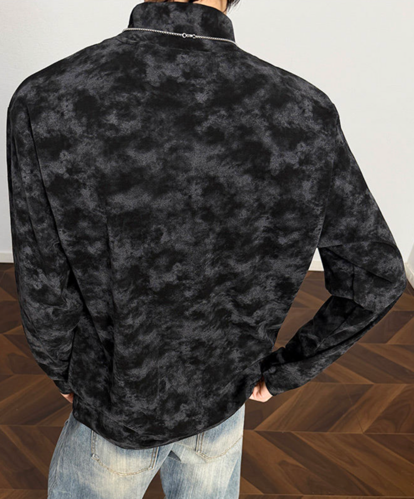 stand collar tie-dye t-shirt EN2557