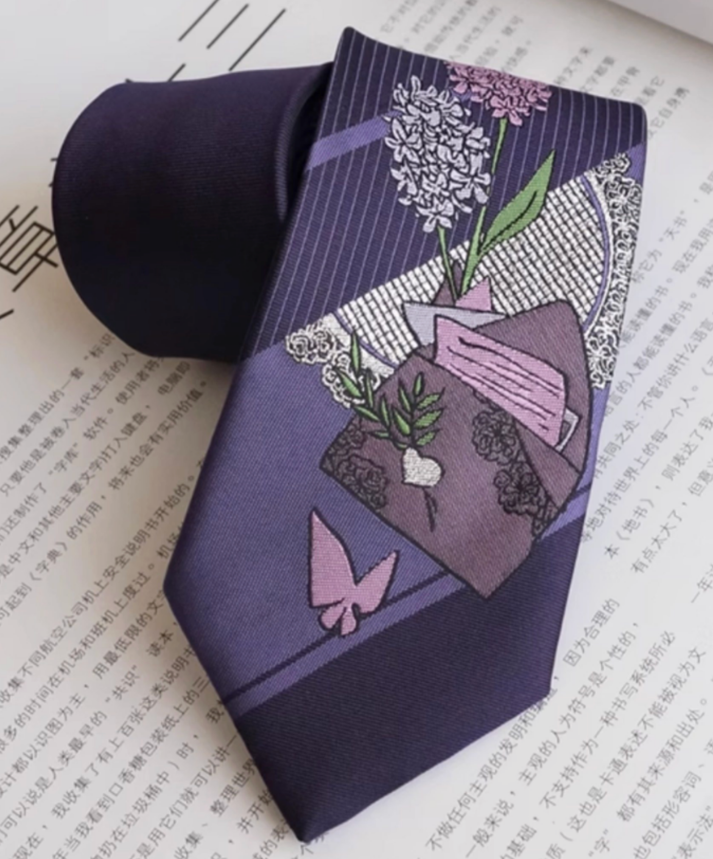 dark lavender letter necktie EN2676