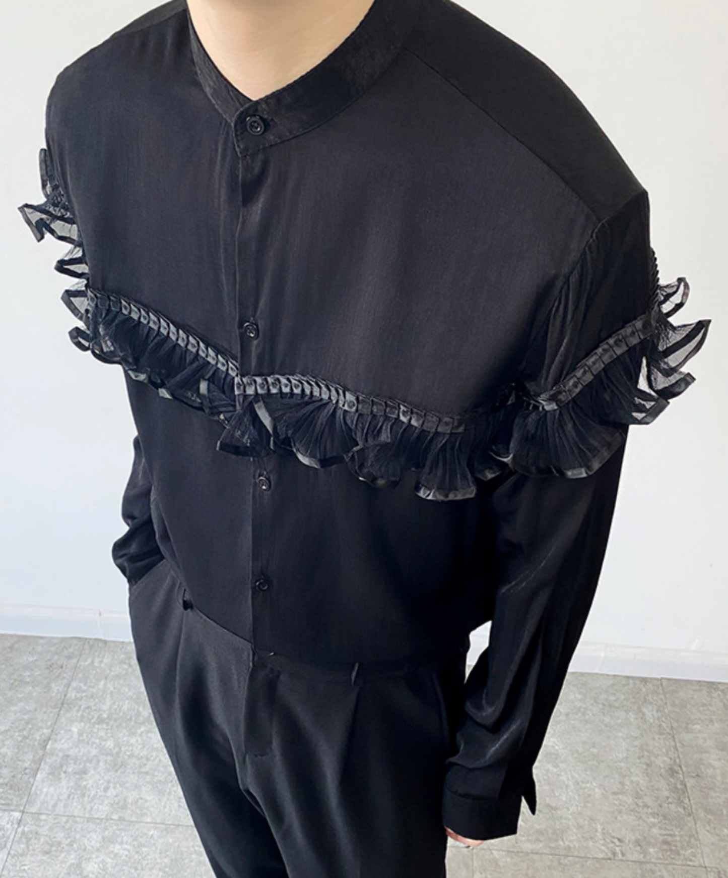 royal style lace trim shirt EN2671