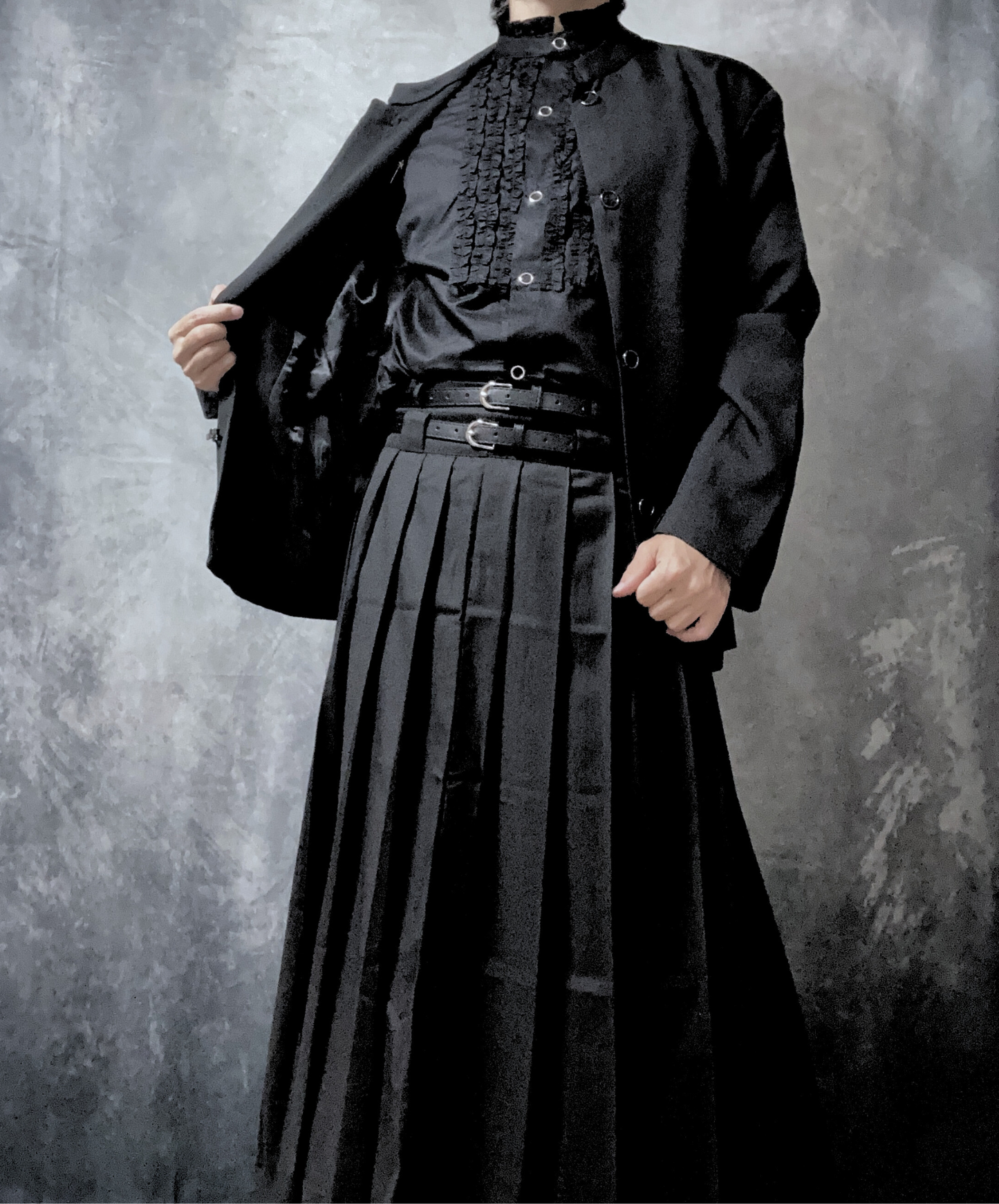 【style52】dark mode outfit set EN1849（jacket + shirt + skirt set）