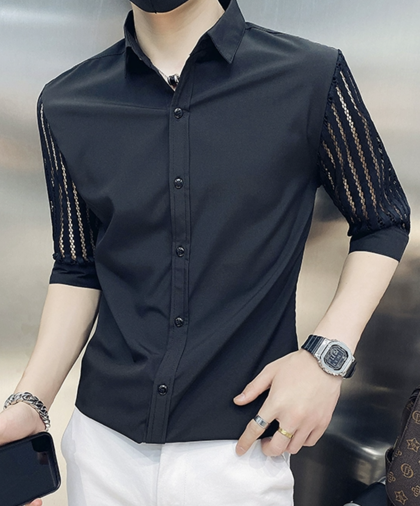 mesh sleeve shirt EN1063