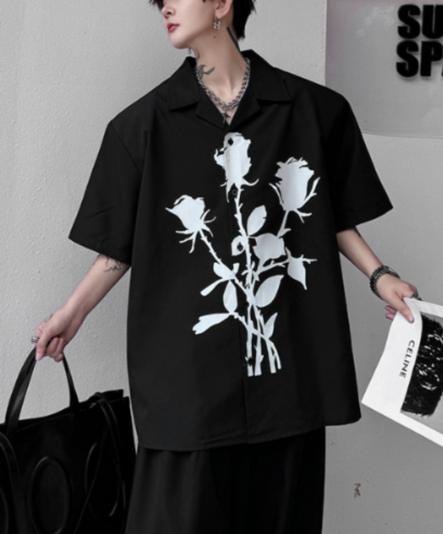 rose silhouette print shirt EN2905