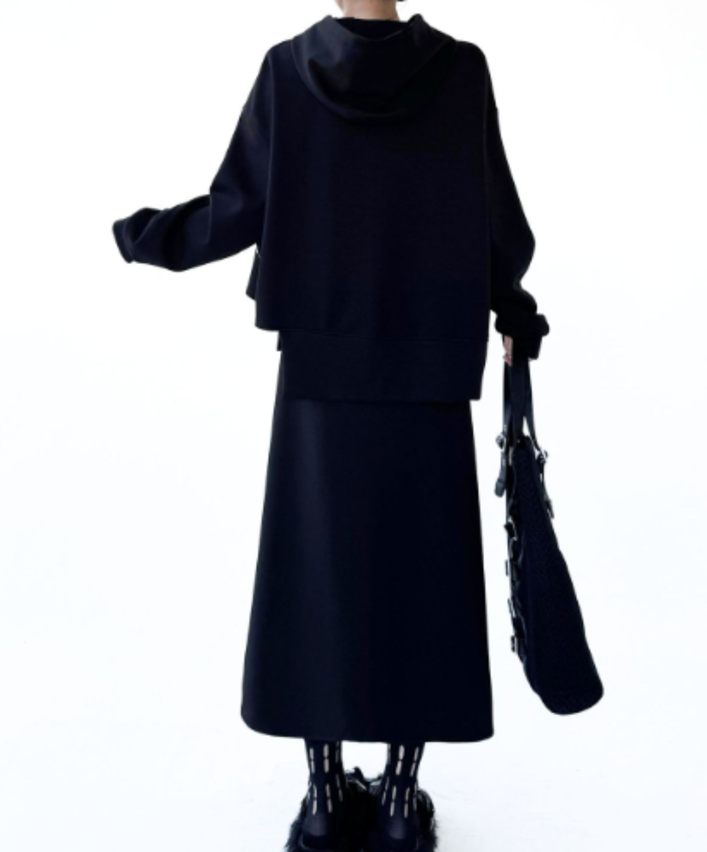 diagonal design asymmetrical hem hoodie EN3129