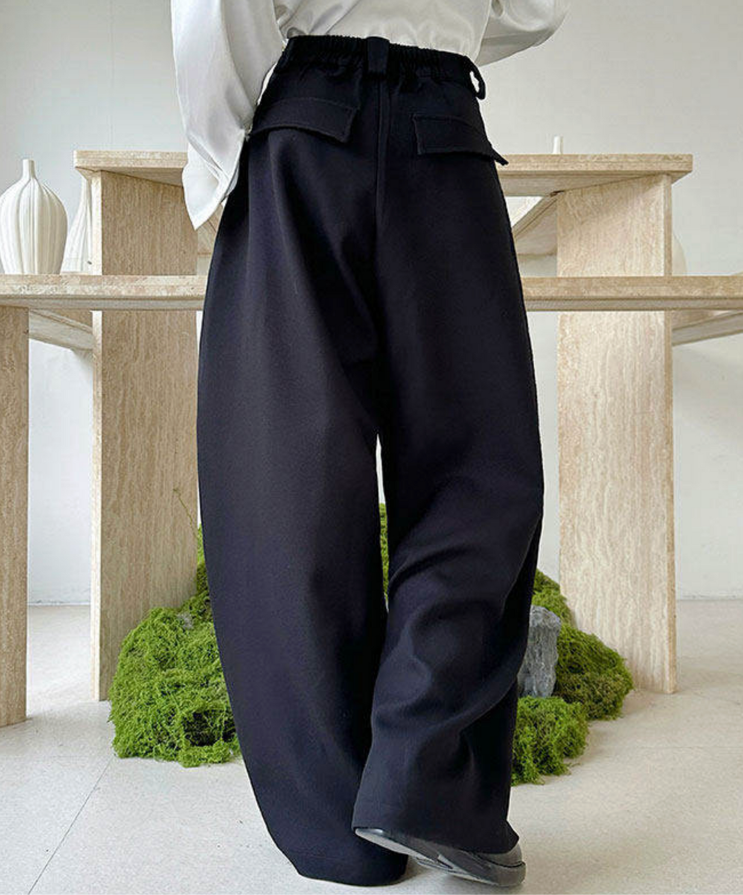 mid-high waist simple wide pants EN2711