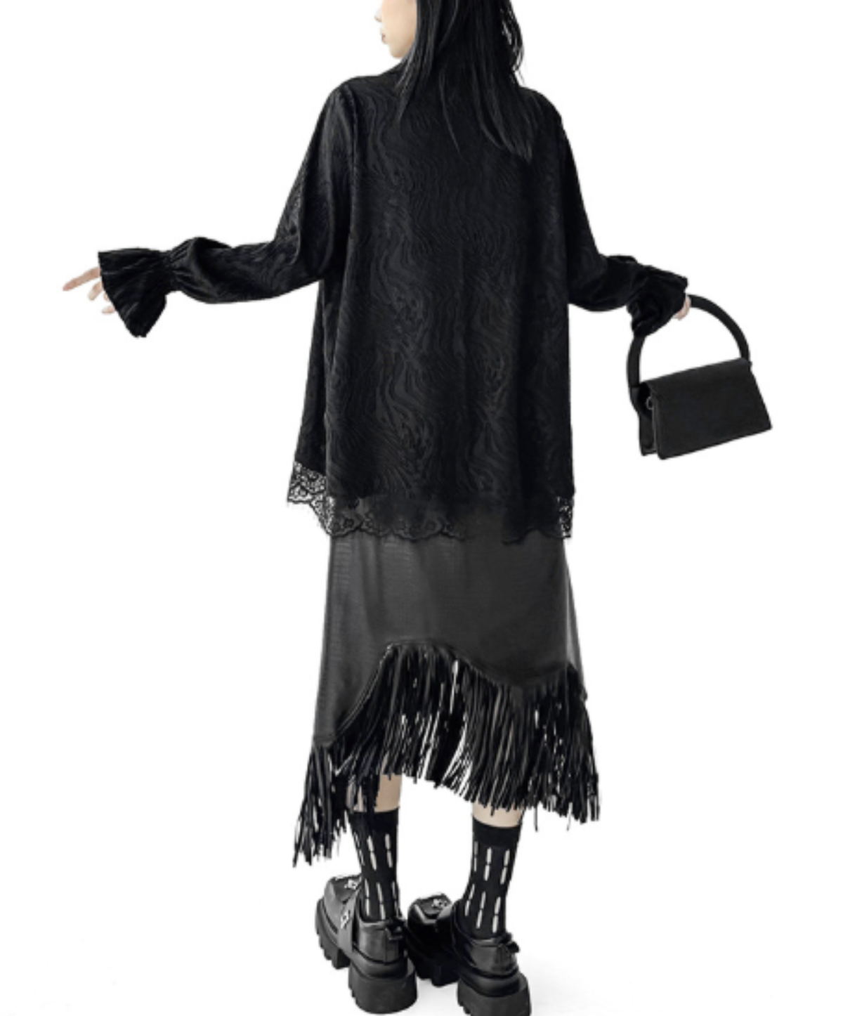 flared-line lace decoration shirt EN3174