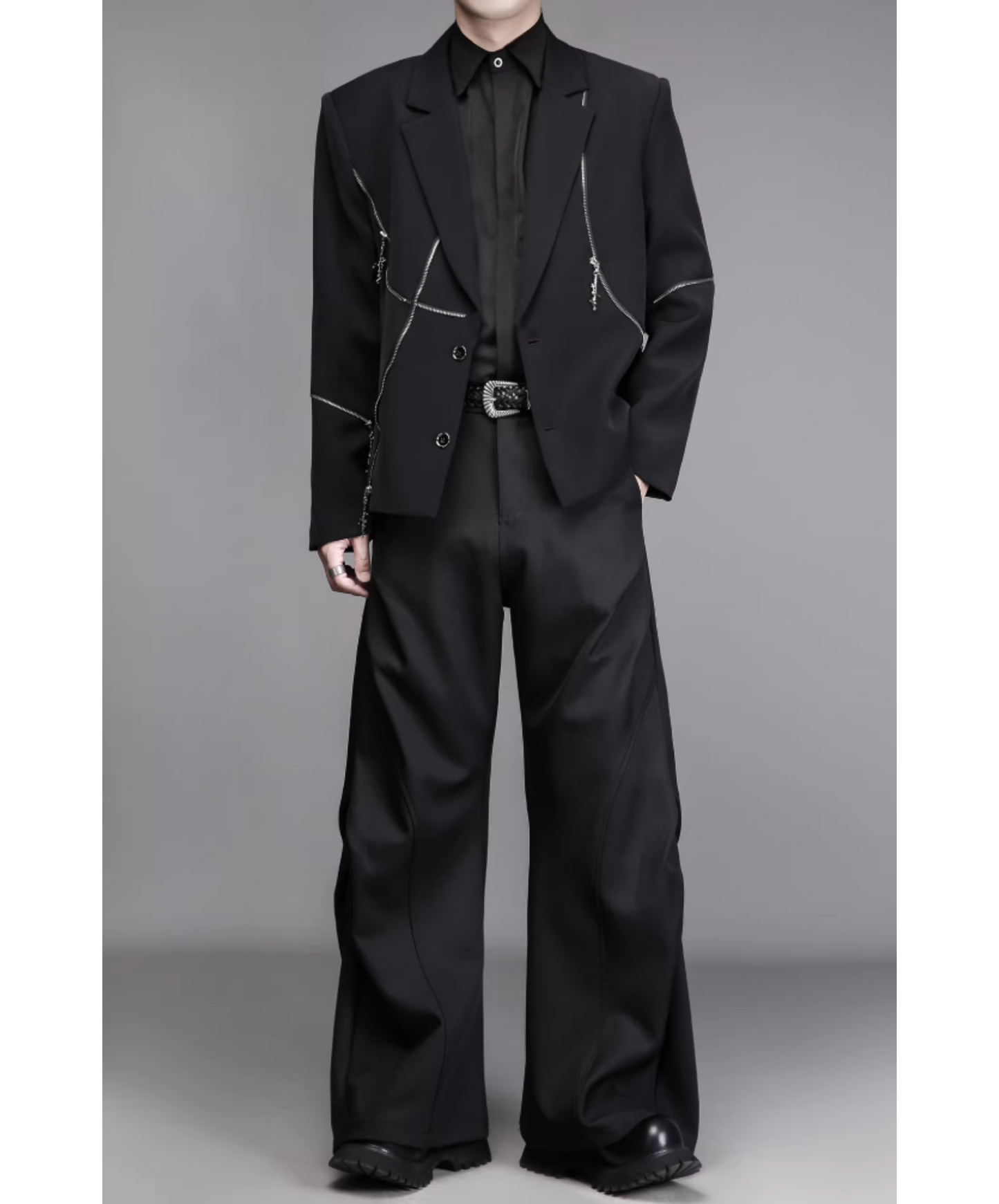 punk style asymmetrical zipper jacket EN2801