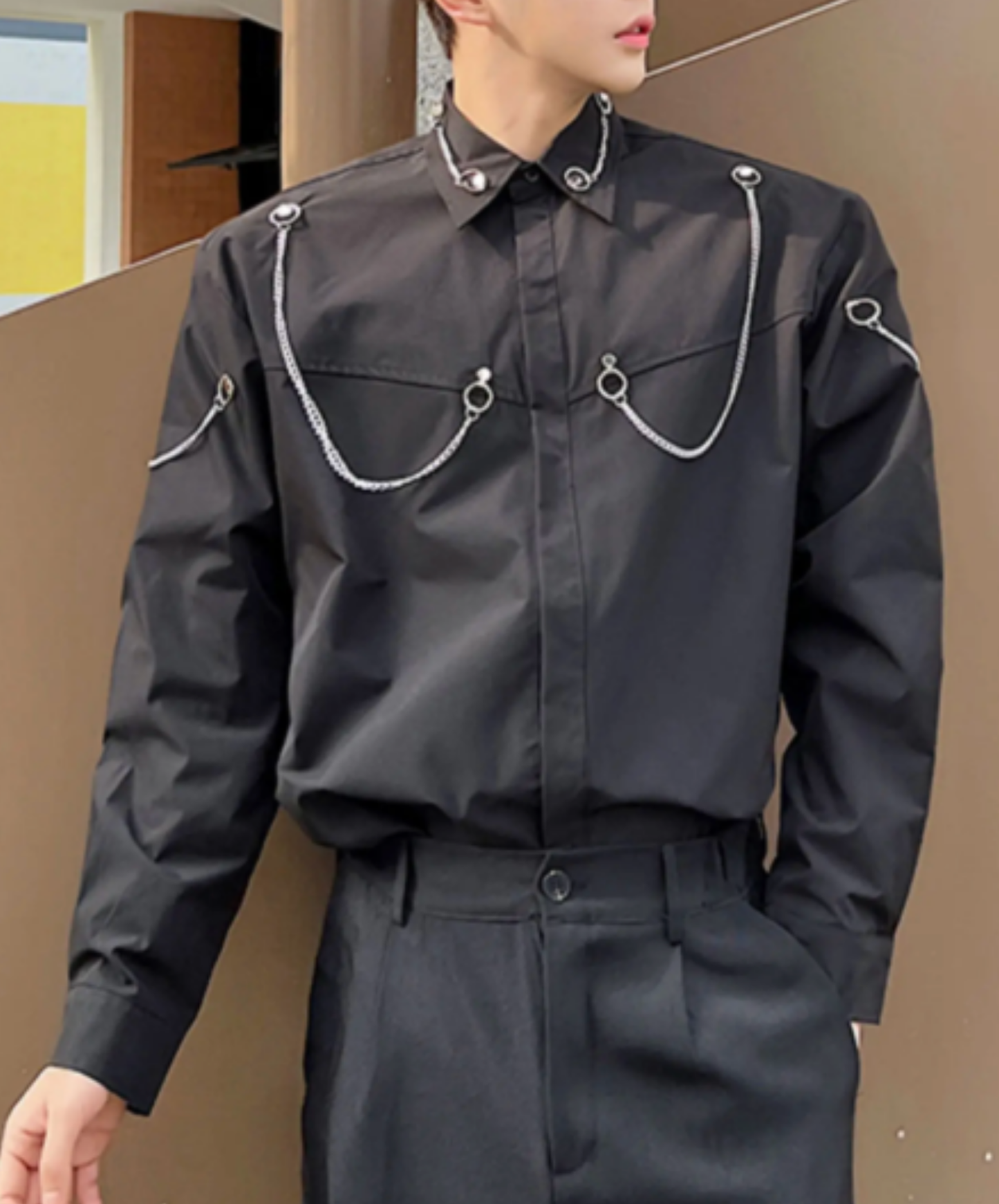 korean-style chain decoration shirt EN2836
