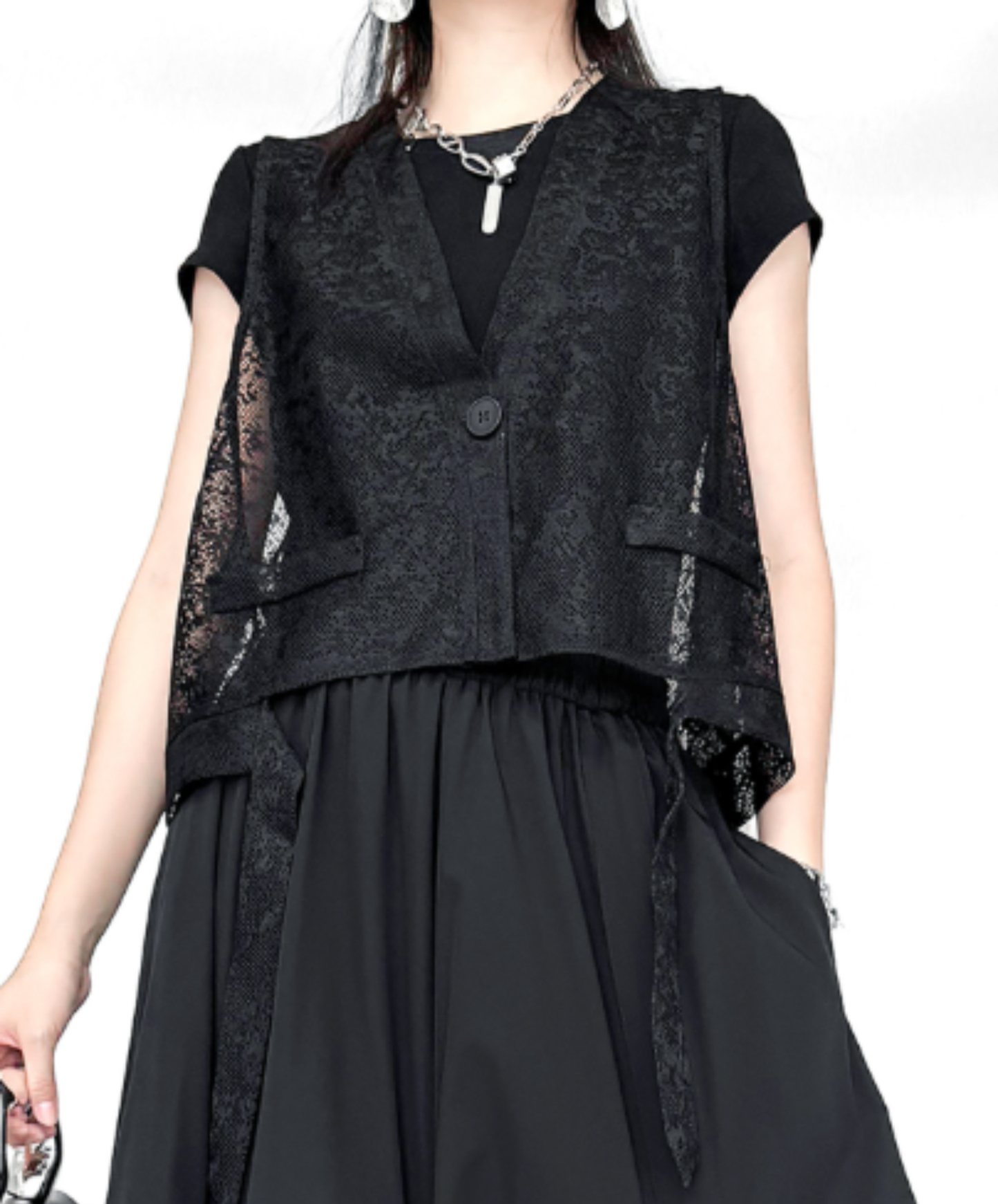 【style105】dark mode outfit set EN3059（vest + t-shirt + pants set）