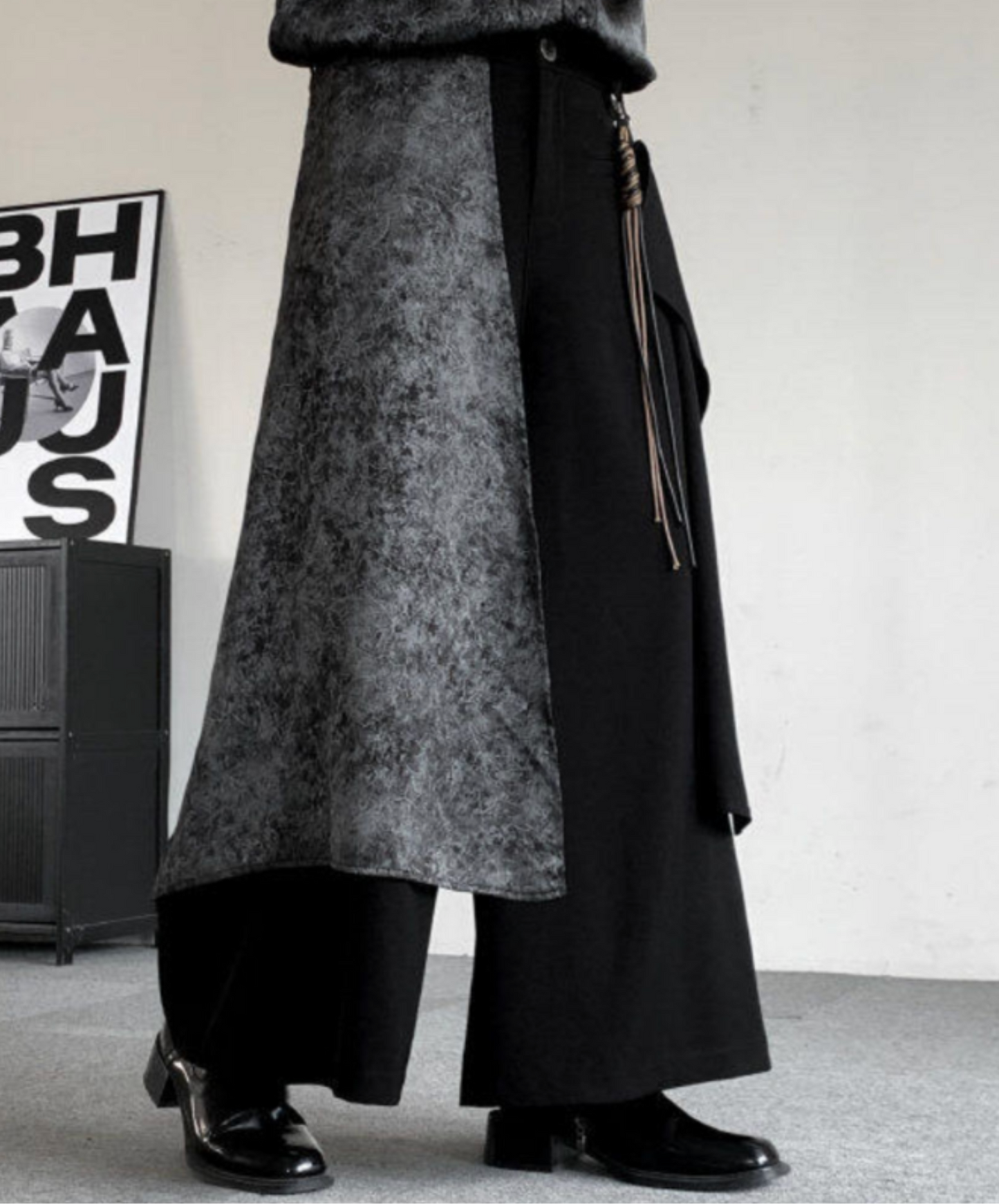 dark wide leg drape pants EN2569