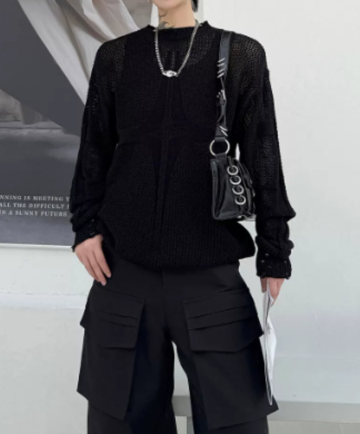 open-knit pattern with distressed finish sweater EN3206