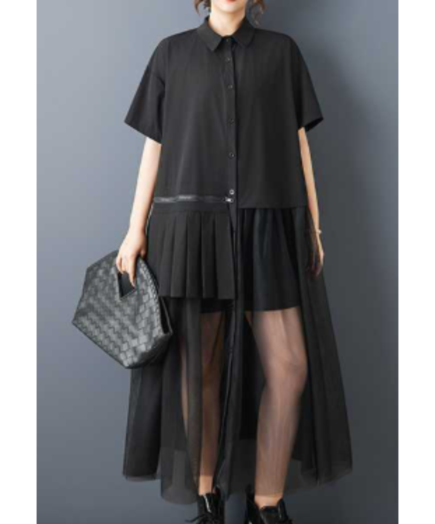 【style102】dark mode outfit set EN2996（shirt + necktie + pants set）